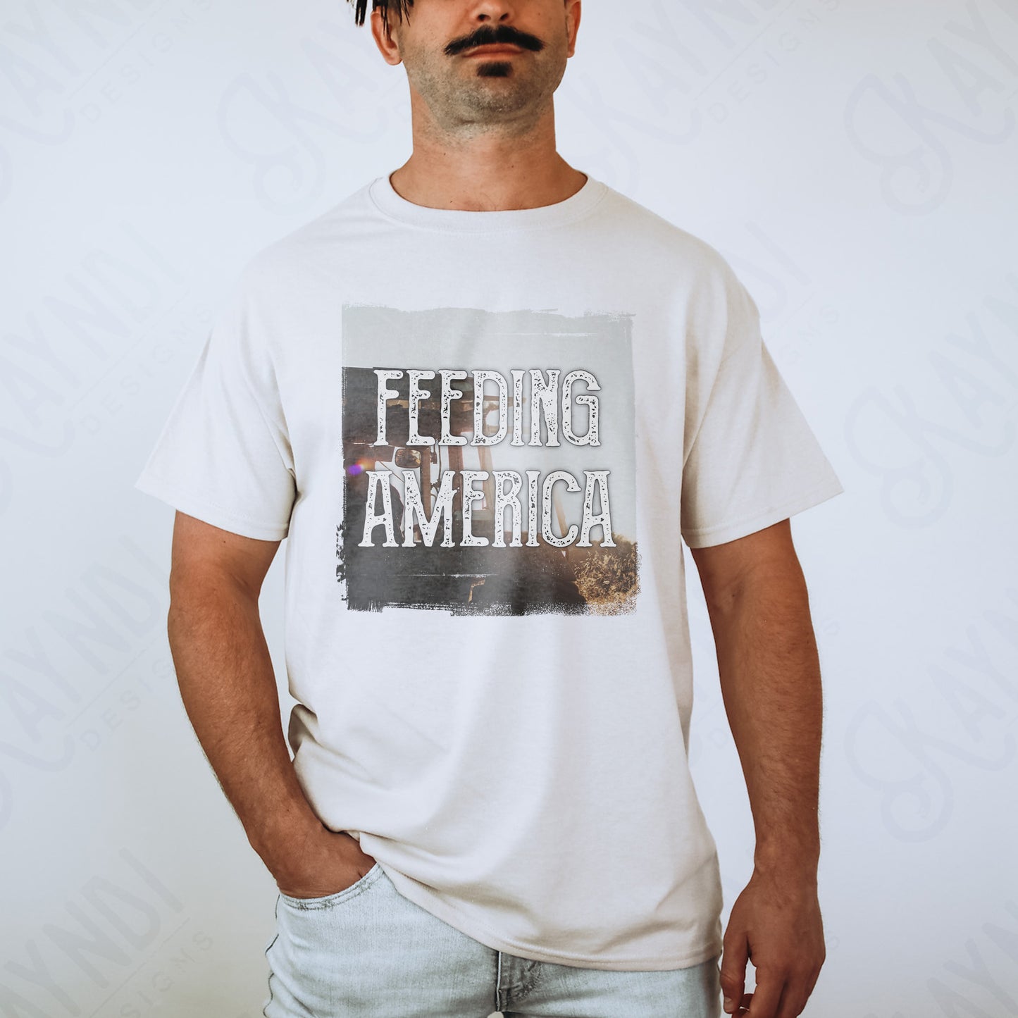 Feeding America Sublimation Design PNG Digital Download Printable Farm Tractor Crops Food