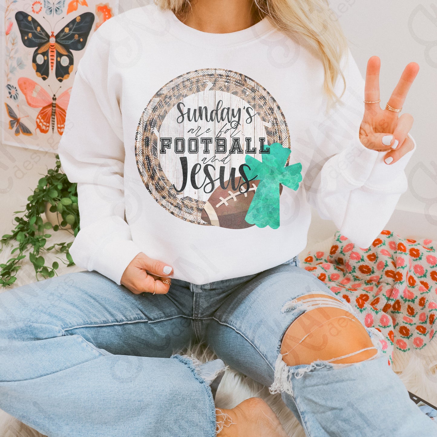 Sundays are for Football and Jesus Sublimation Design PNG Digital Download Printable Football Sundays Sports Jesus Faith