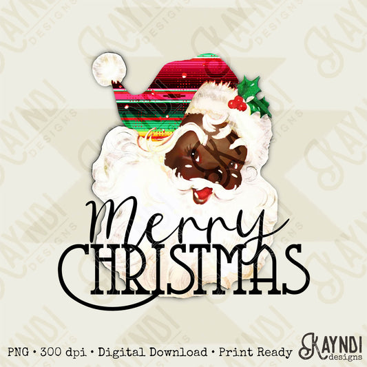 Serape Santa Sublimation Design PNG Digital Downloads African American Vintage Santa DTG Printable Design