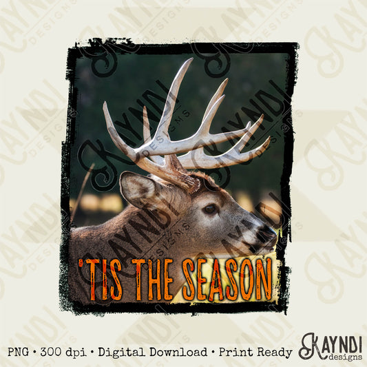 'Tis The Season Deer Season Hunting Season Men’s Sublimation Design Png Digital Download Camouflage Manly Men’s Shirt Design DTG Printing
