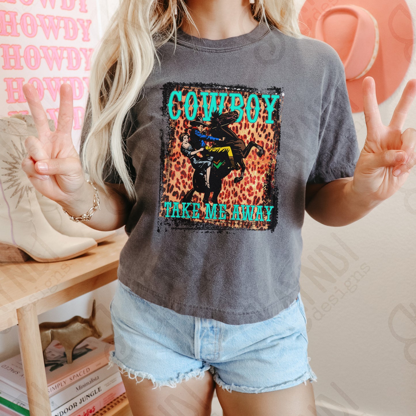 Cowboy Take Me Away PNG Sublimation Design Digital Download Western Fashion Country Cowgirl Southern Leopard Rodeo Horse Printable Shirt