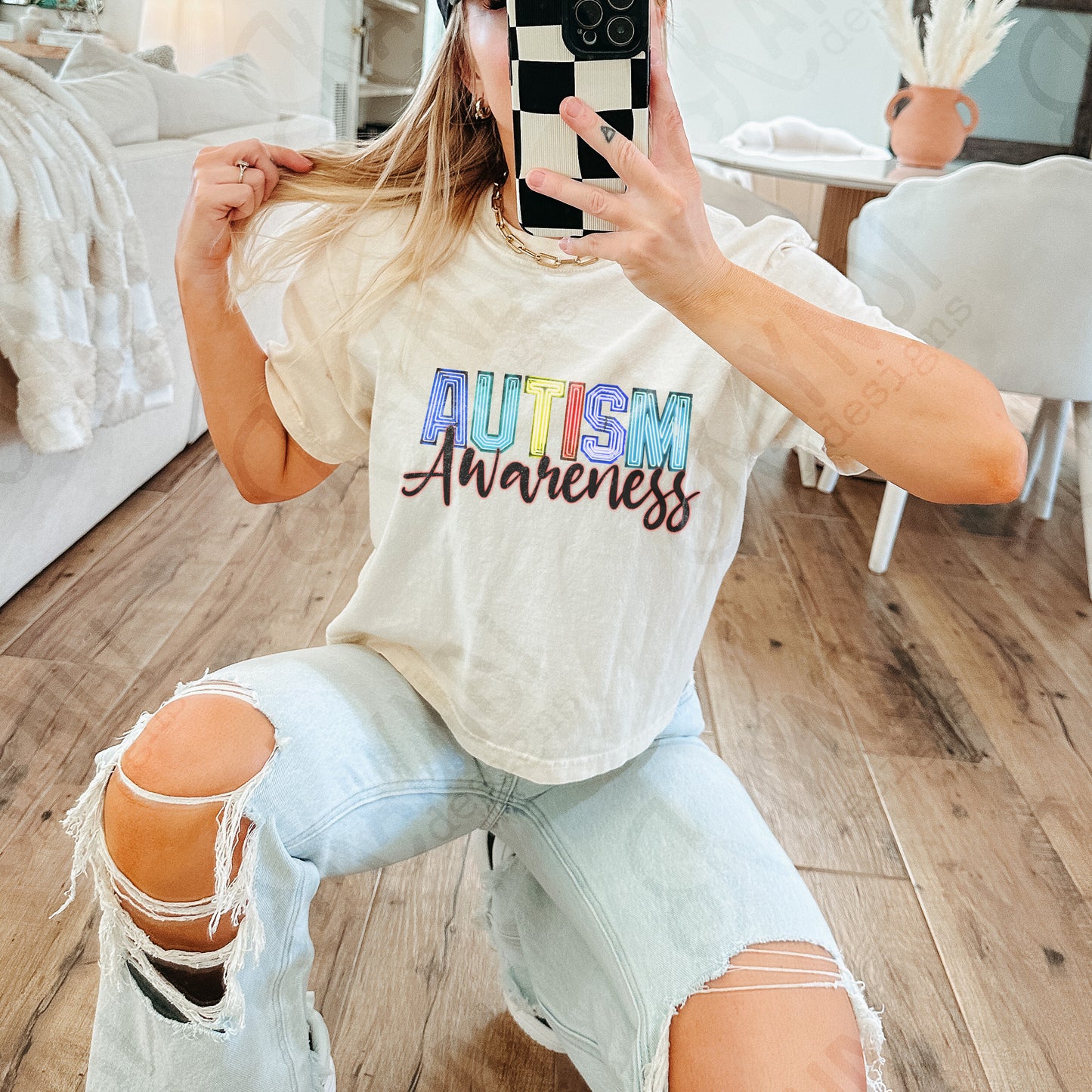 Autism Awareness Sublimation Design PNG Digital Download Printable DTF Print Neon Lights