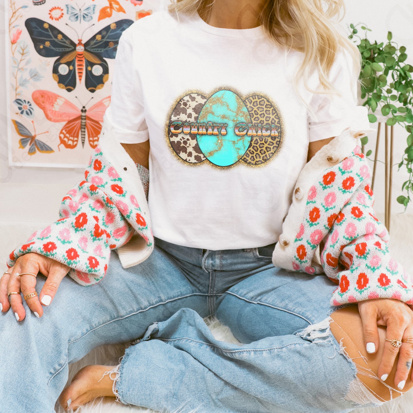 Country Chick Sublimation Design PNG Digital Download Printable Easter Eggs