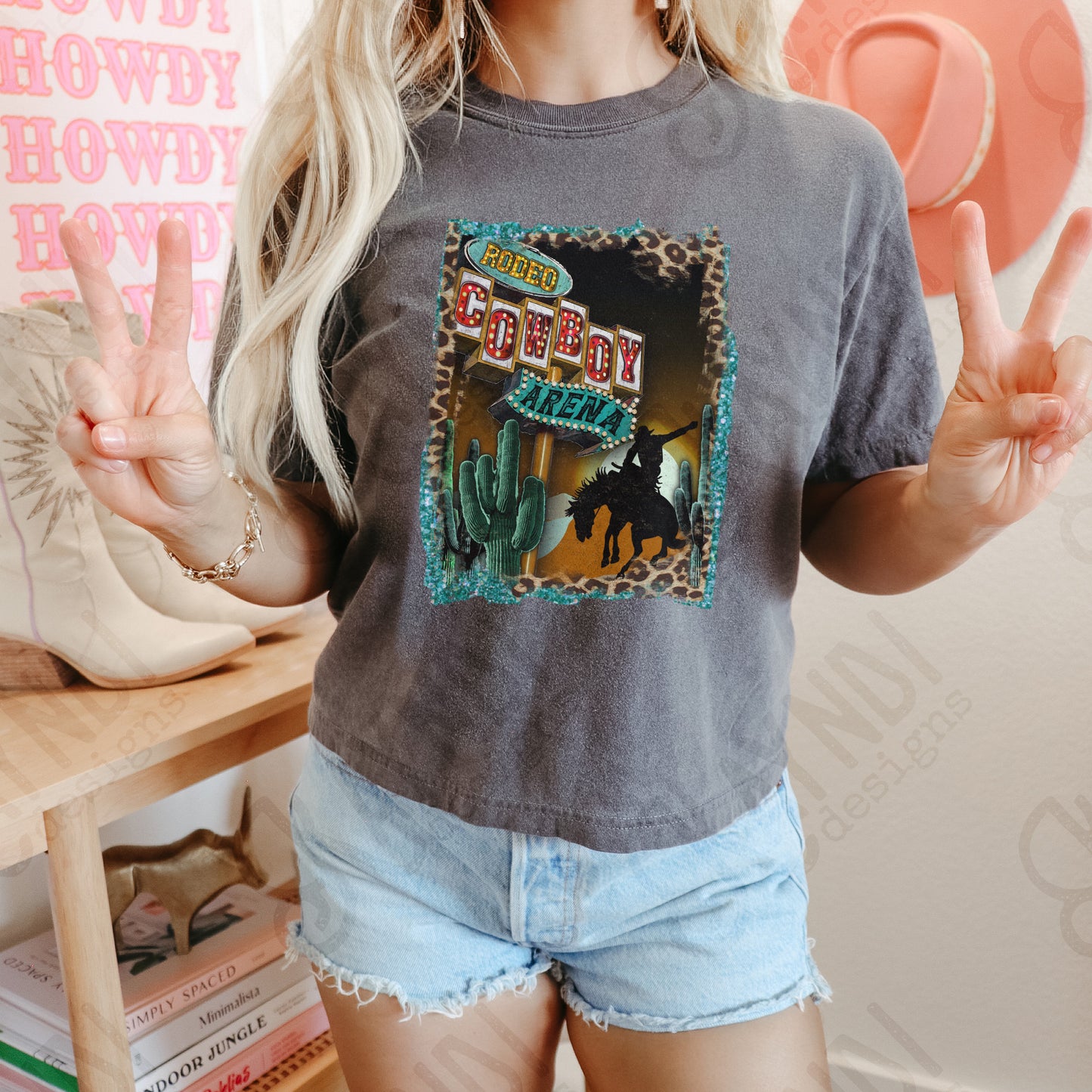 Rodeo Cowboy Arena Marquee Sublimation Design PNG Digital Download Western Southern Country Bucking Horse Cowgirl Leopard Cactus Printable