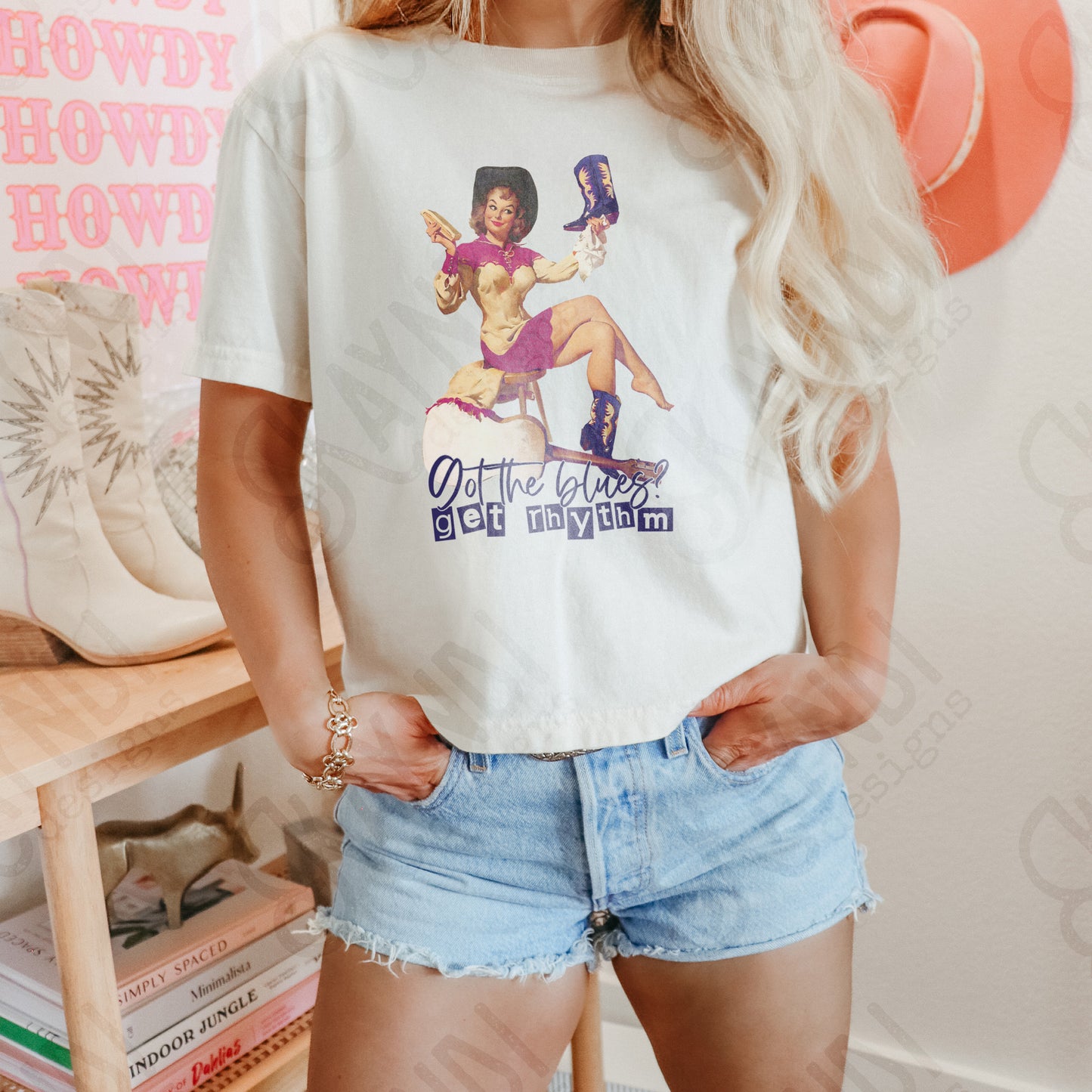 Get Rhythm Cowgirl Sublimation Design PNG Digital Download Printable Country Blues