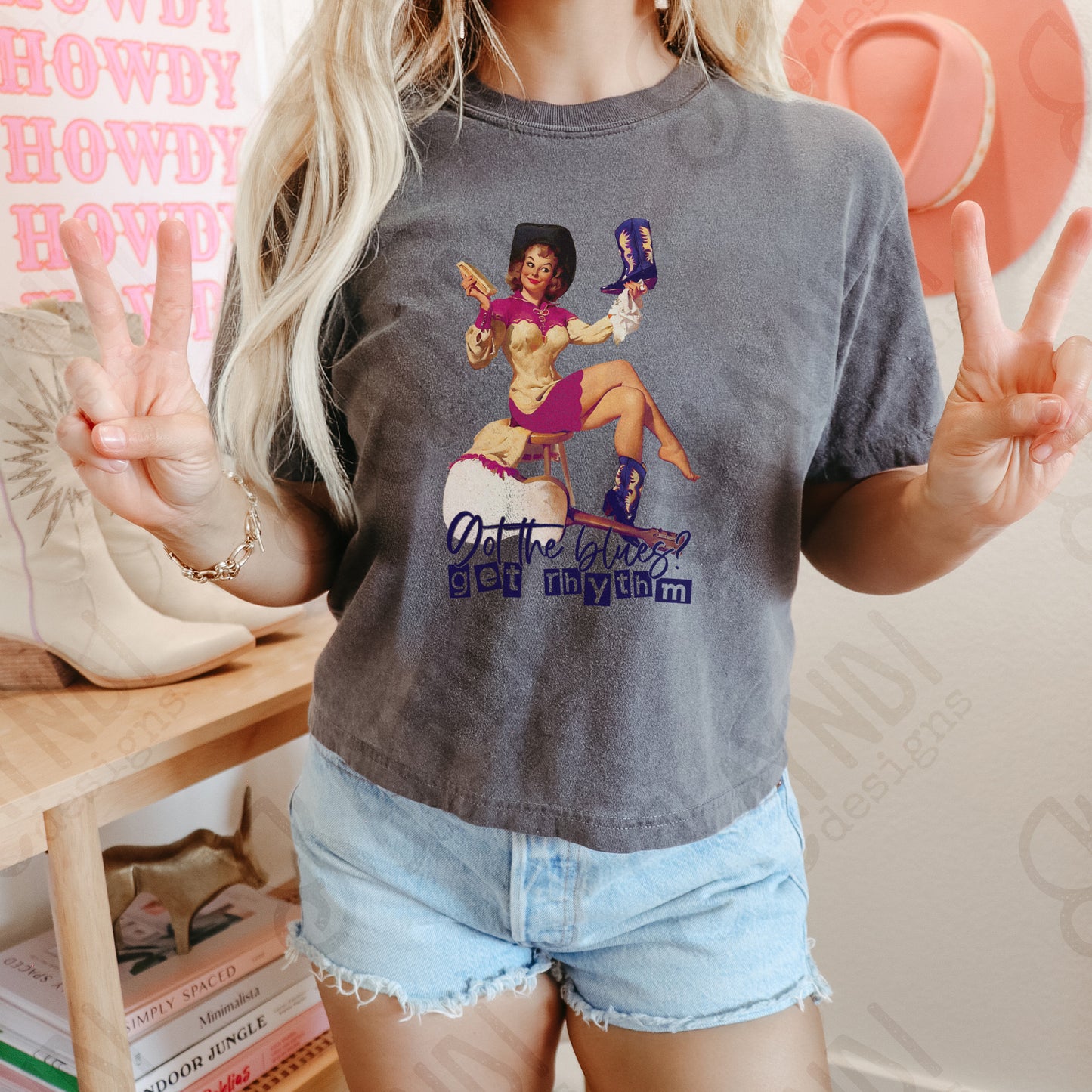 Get Rhythm Cowgirl Sublimation Design PNG Digital Download Printable Country Blues
