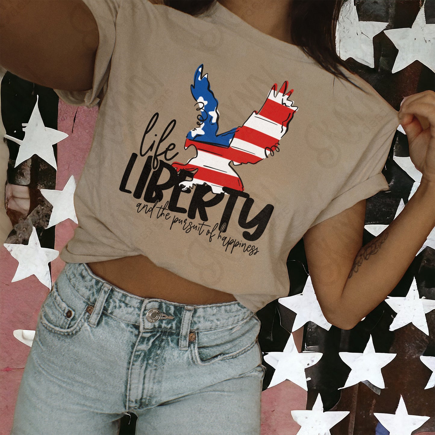 Life Liberty and the Pursuit of Happiness Eagle Sublimation Design PNG Digital Download Printable USA 4th of July Independence Day Patriotic