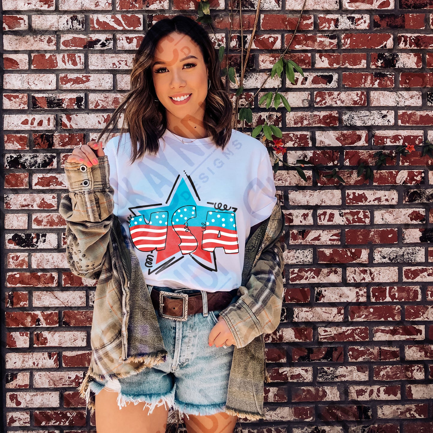 USA Doodle Star Sublimation Design PNG Digital Download Printable Red White & Blue Star Doodle