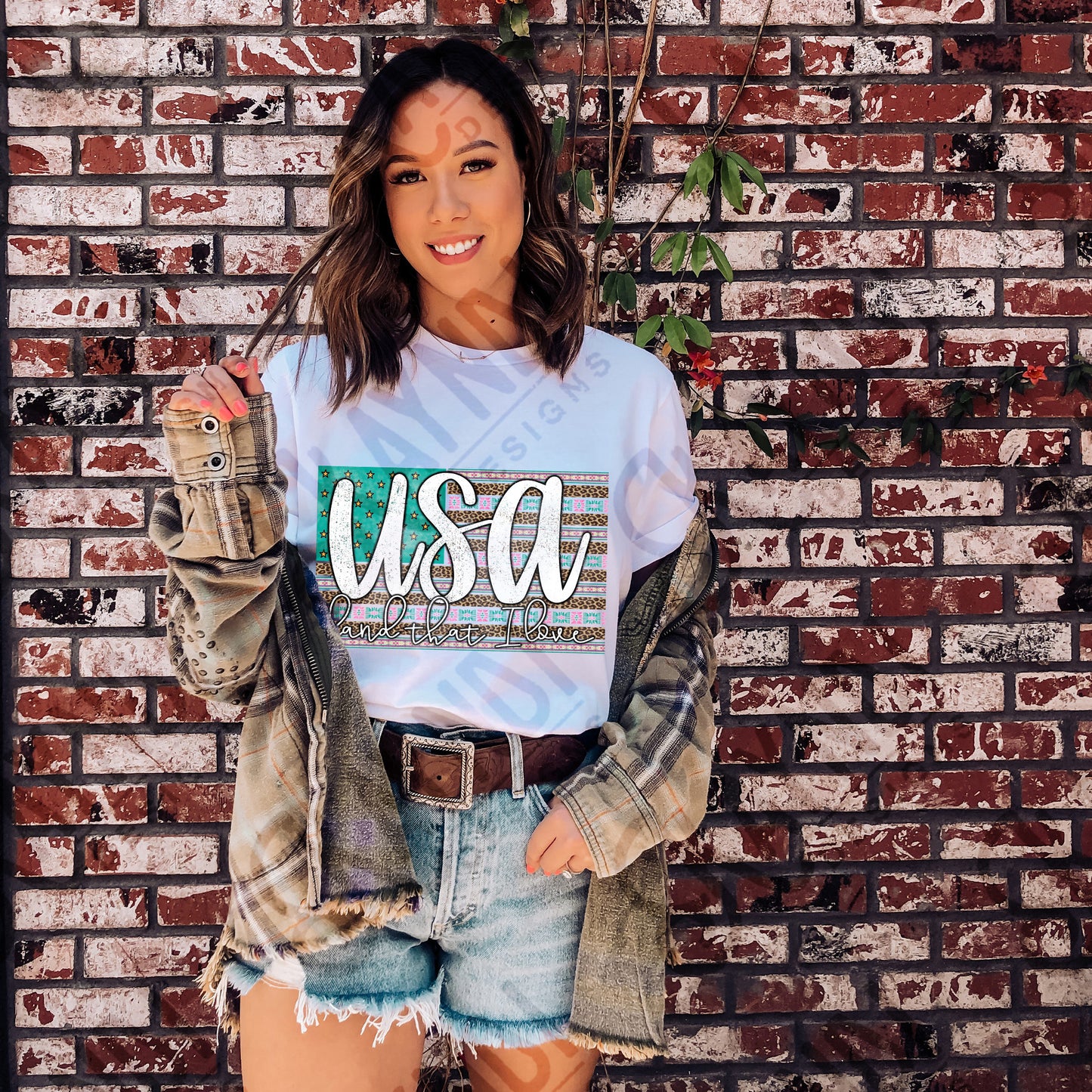USA Land That I Love Sublimation Design PNG Digital Download Printable Grunge American Flag Leopard Cheetah Aztec Merica America