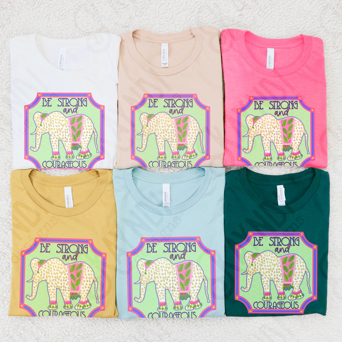 Southern Girl Charm Be Strong and Courageous Elephant Sublimation Design PNG Digital Download Printable Southern Prep Preppy Girly Beach