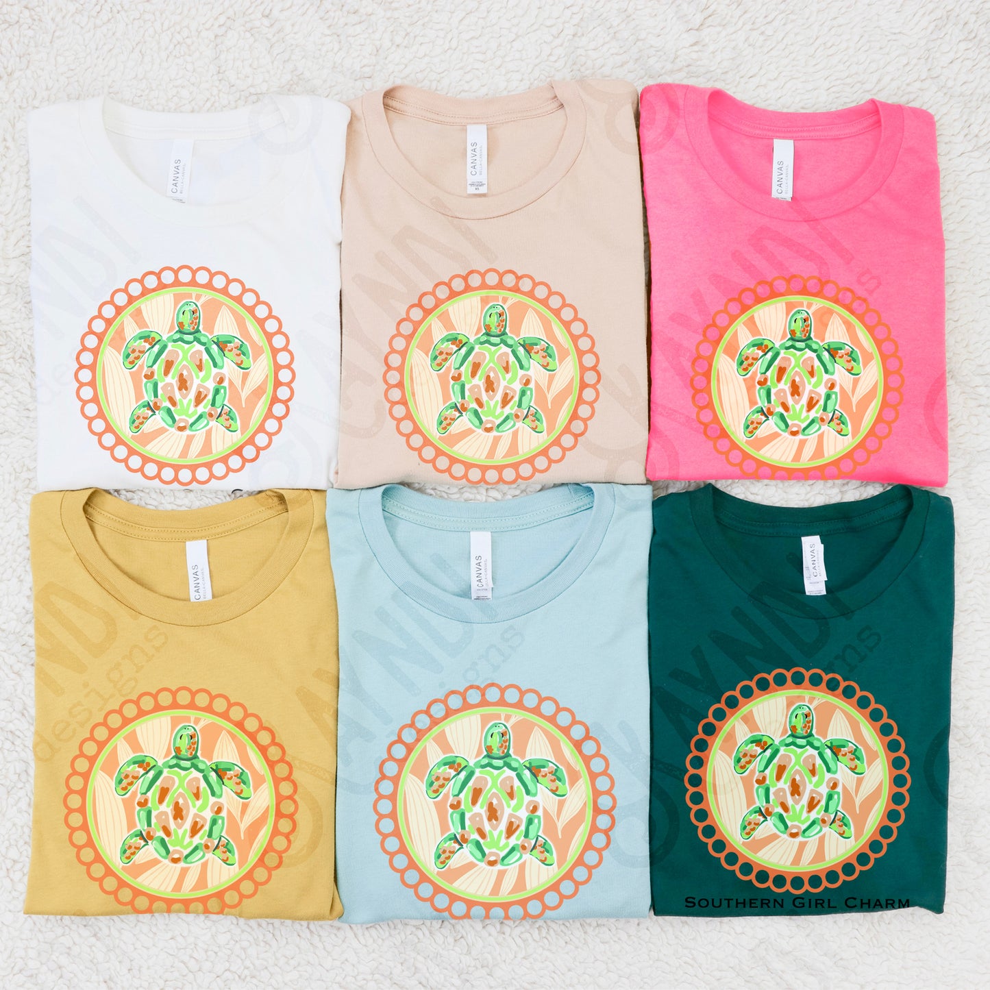 Southern Girl Charm Turtle Sublimation Design PNG Digital Download Printable Southern Preppy Beach Summer Girly Prep Preppy SeaTurtle Orange