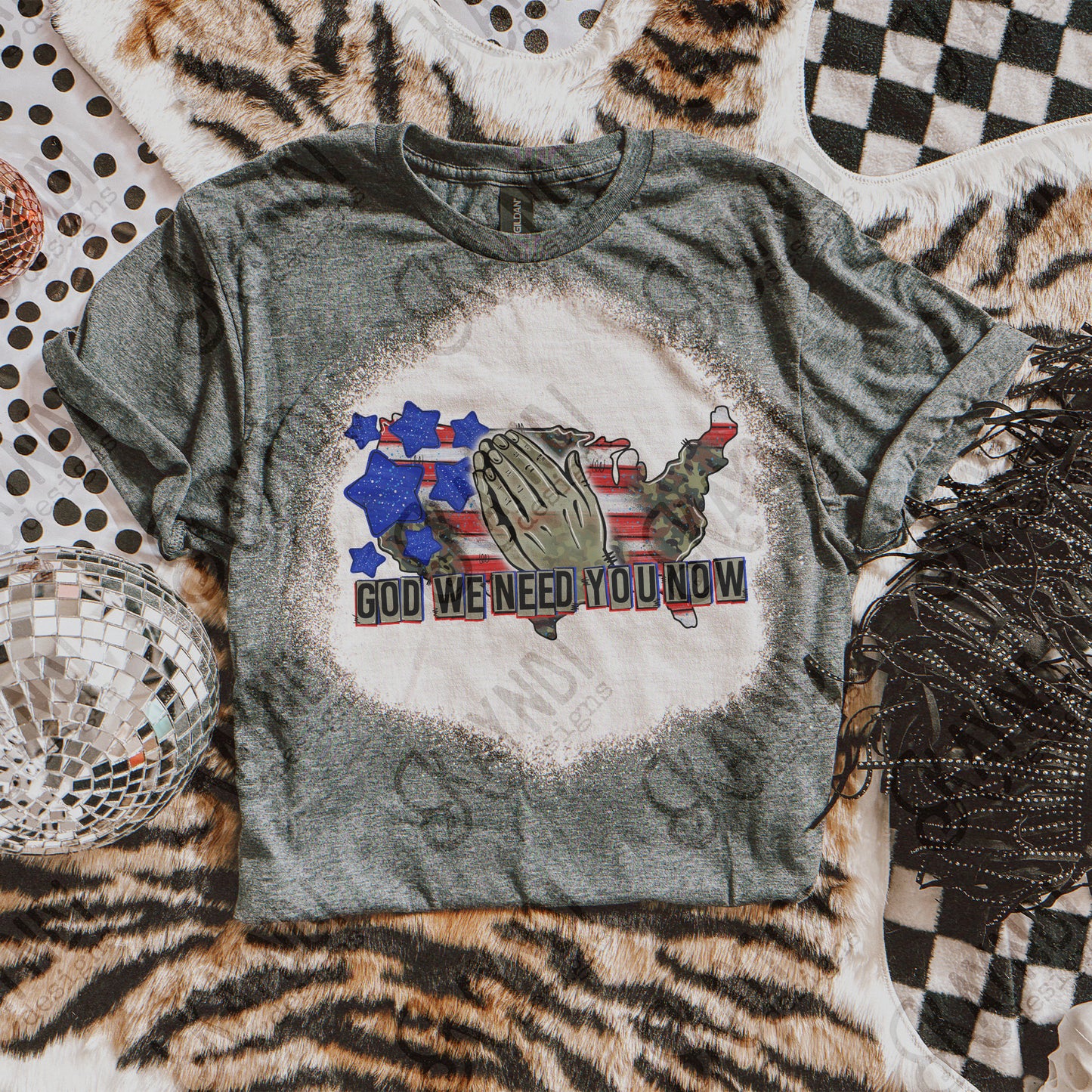 God We Need You Now Sublimation Design PNG Digital Download Printable Camo Leopard Cheetah Praying Hands USA 13 911 Soldiers