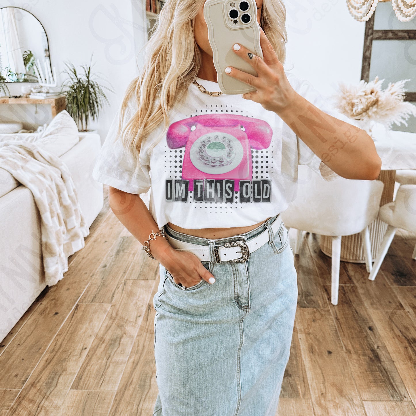 Im this Old Sublimation Design PNG Digital Download Printable Old Phone Pink Rotary