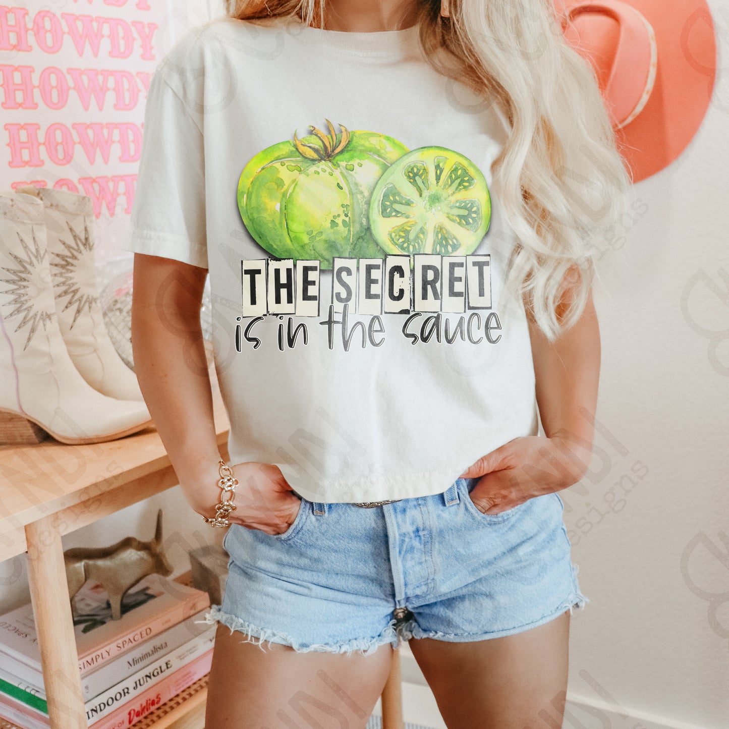 The Secret is in the Sauce Sublimation Design PNG Digital Download Printable Southern Fried Green Tomatoes Quote Saying Humor Country