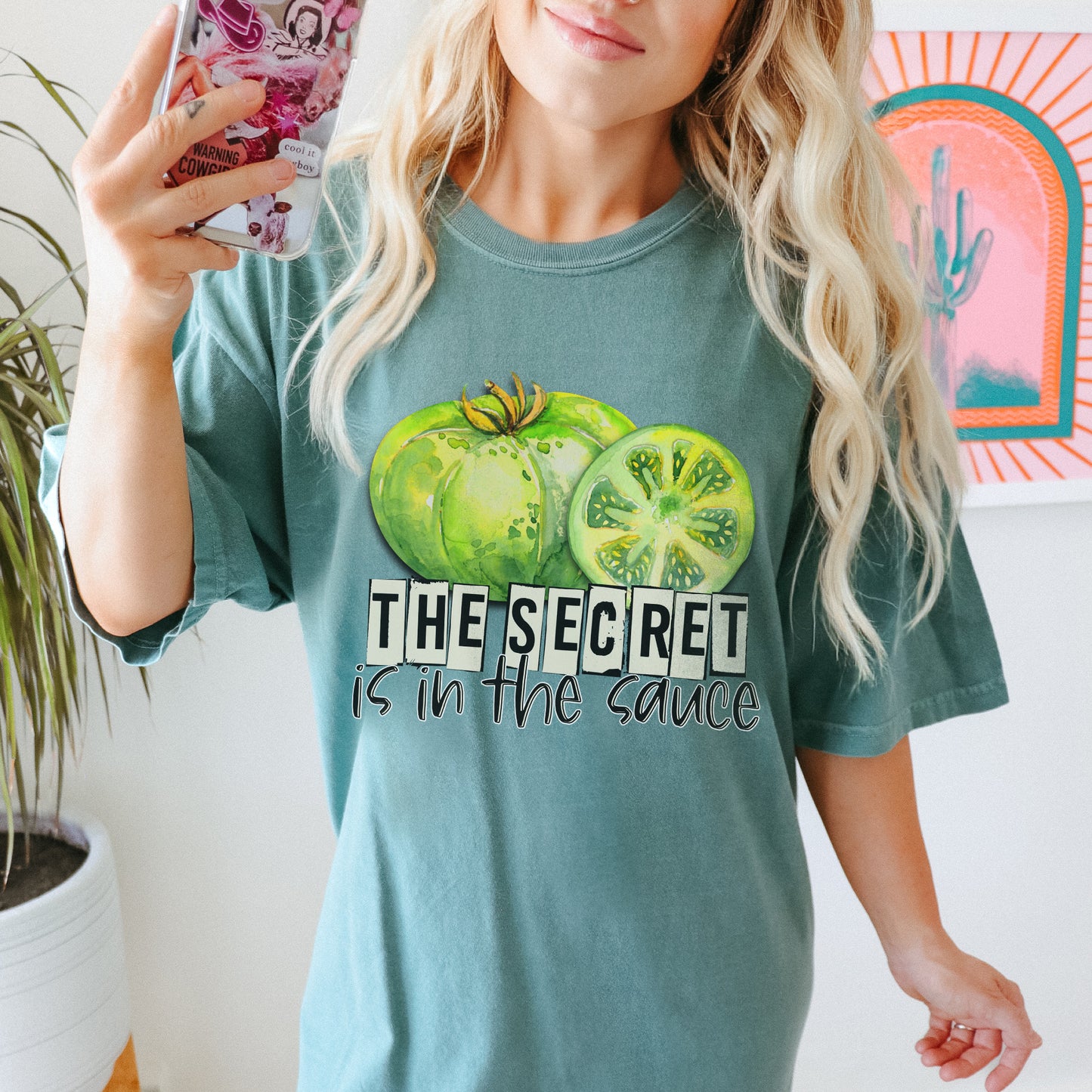 The Secret is in the Sauce Sublimation Design PNG Digital Download Printable Southern Fried Green Tomatoes Quote Saying Humor Country