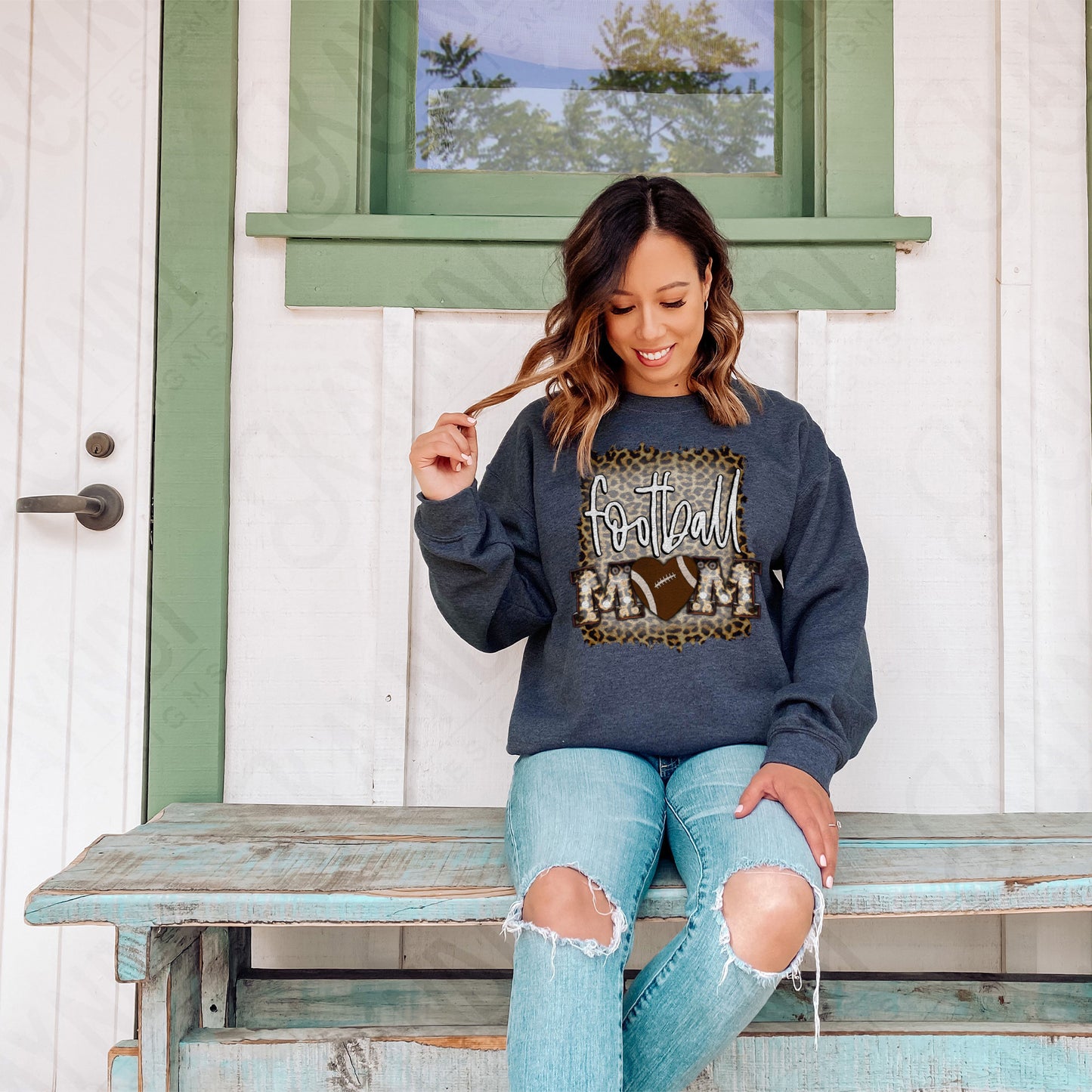 Football Mom Leopard Marquee Sublimation Design PNG Digital Download Printable