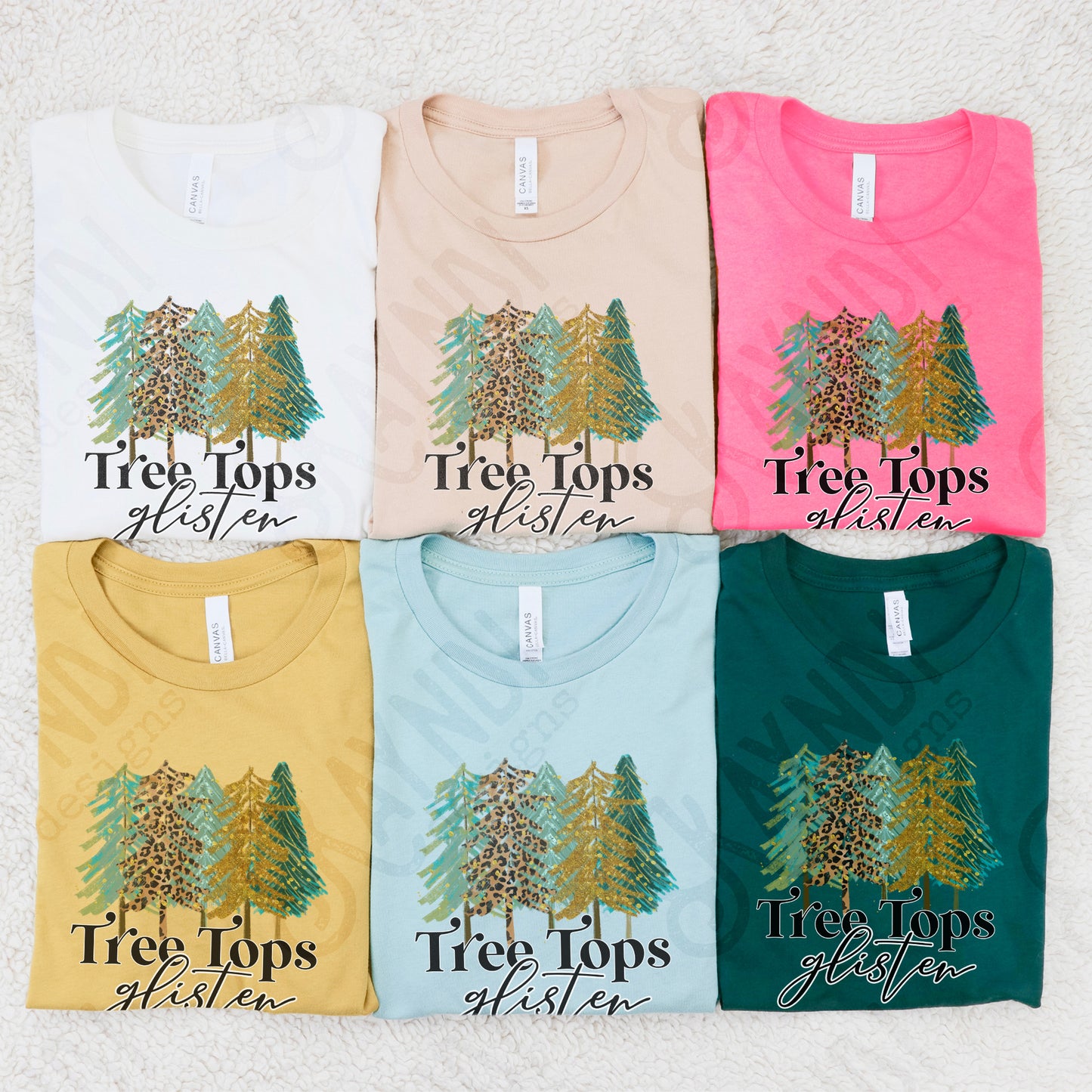 Tree Tops Glisten Sublimation Design PNG Digital Download Printable Christmas Winter Leopard Cheetah Christmas Tree Trees