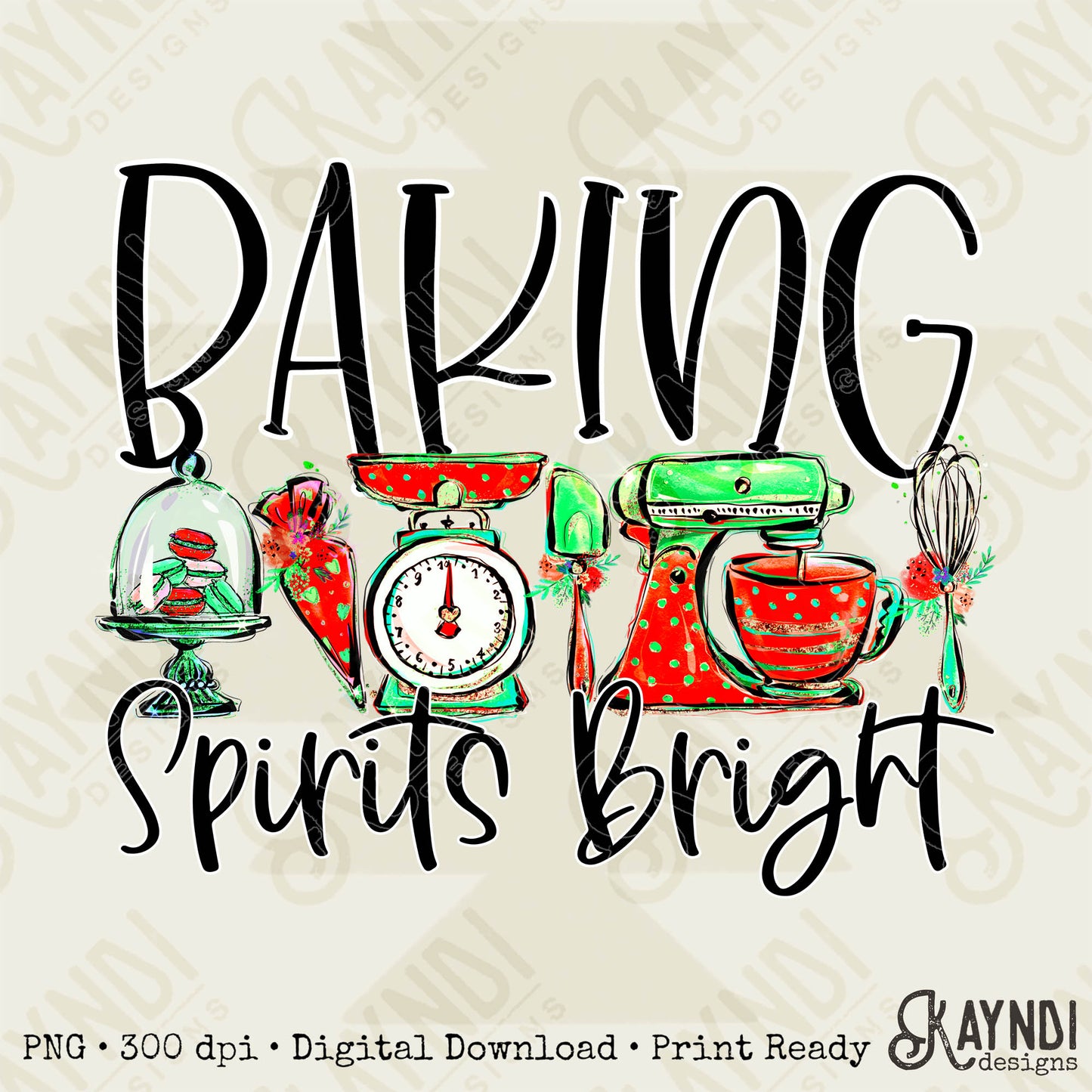 Baking Spirits Bright Sublimation Design PNG Digital Download Printable Christmas Baking