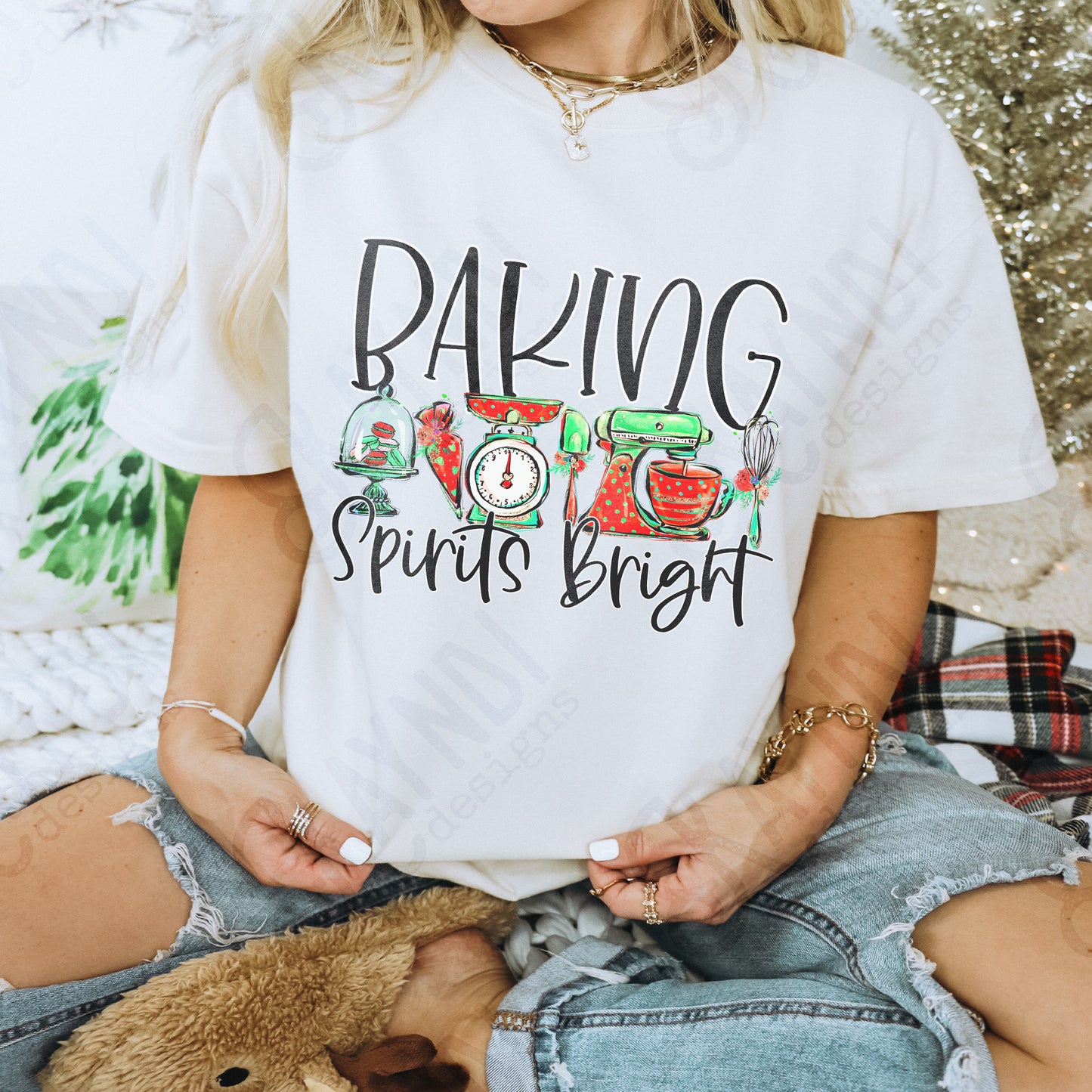 Baking Spirits Bright Sublimation Design PNG Digital Download Printable Christmas Baking