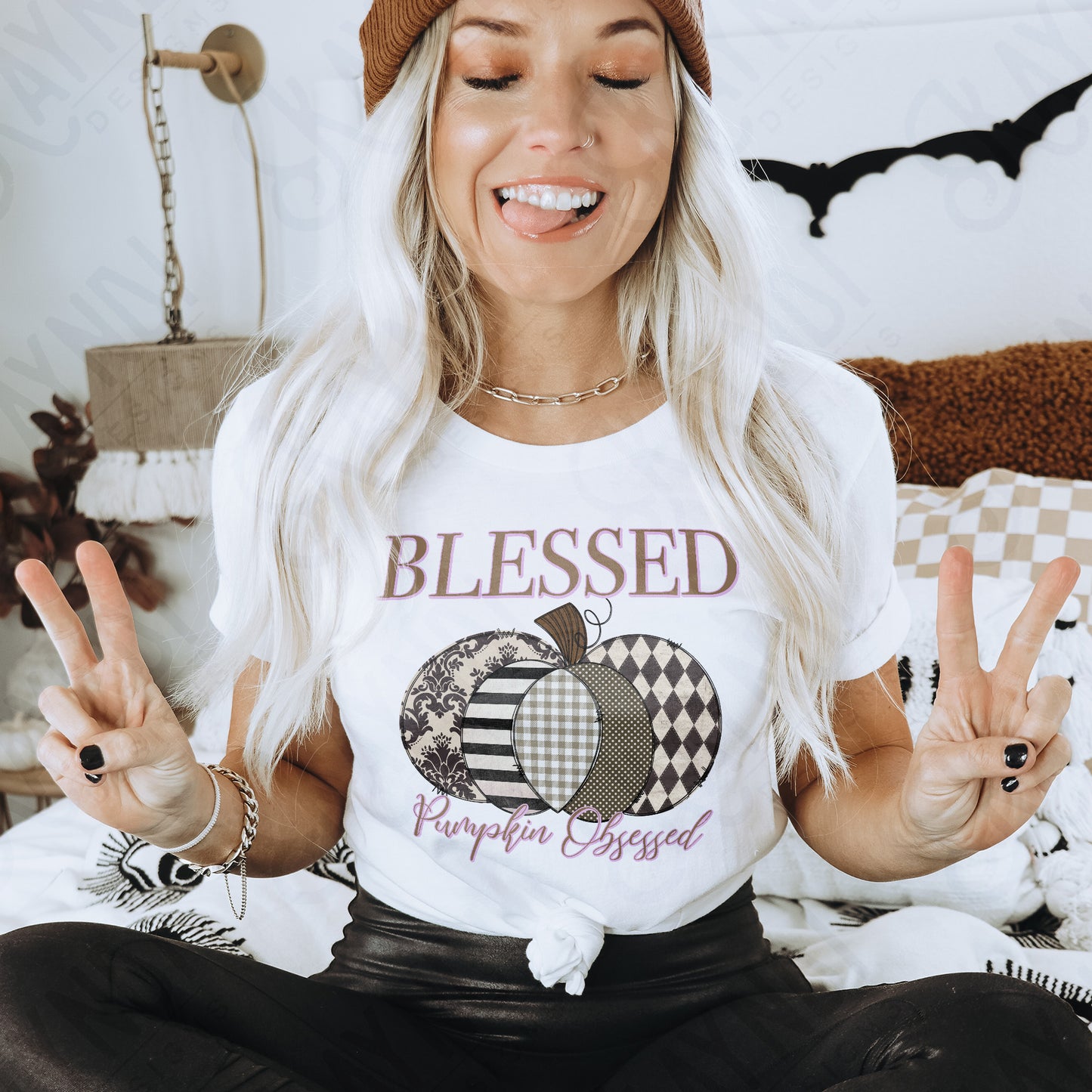 Blessed Pumpkin Obsessed Sublimation Design PNG Digital Download Printable Pumpkin Fall Preppy