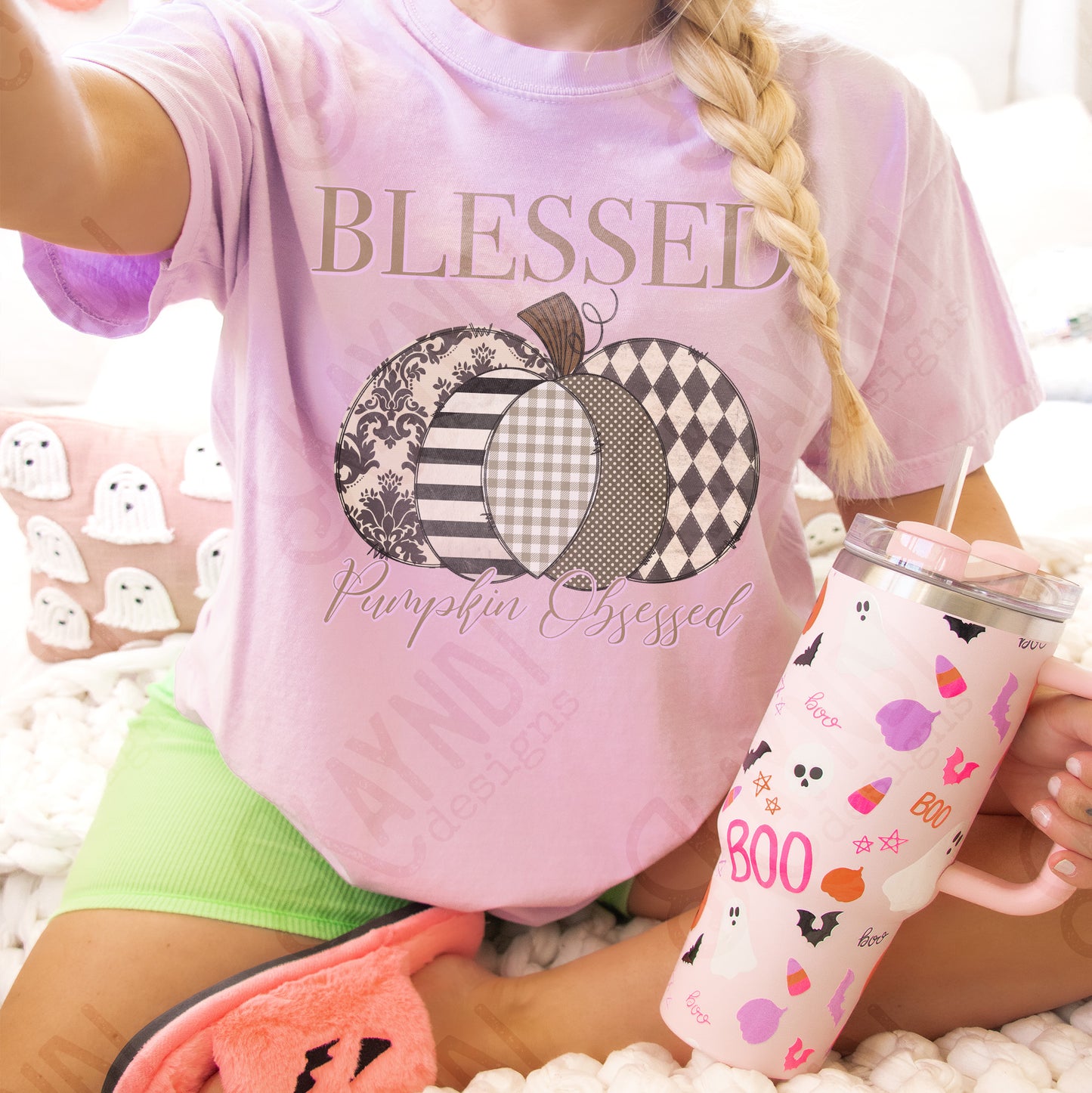 Blessed Pumpkin Obsessed Sublimation Design PNG Digital Download Printable Pumpkin Fall Preppy