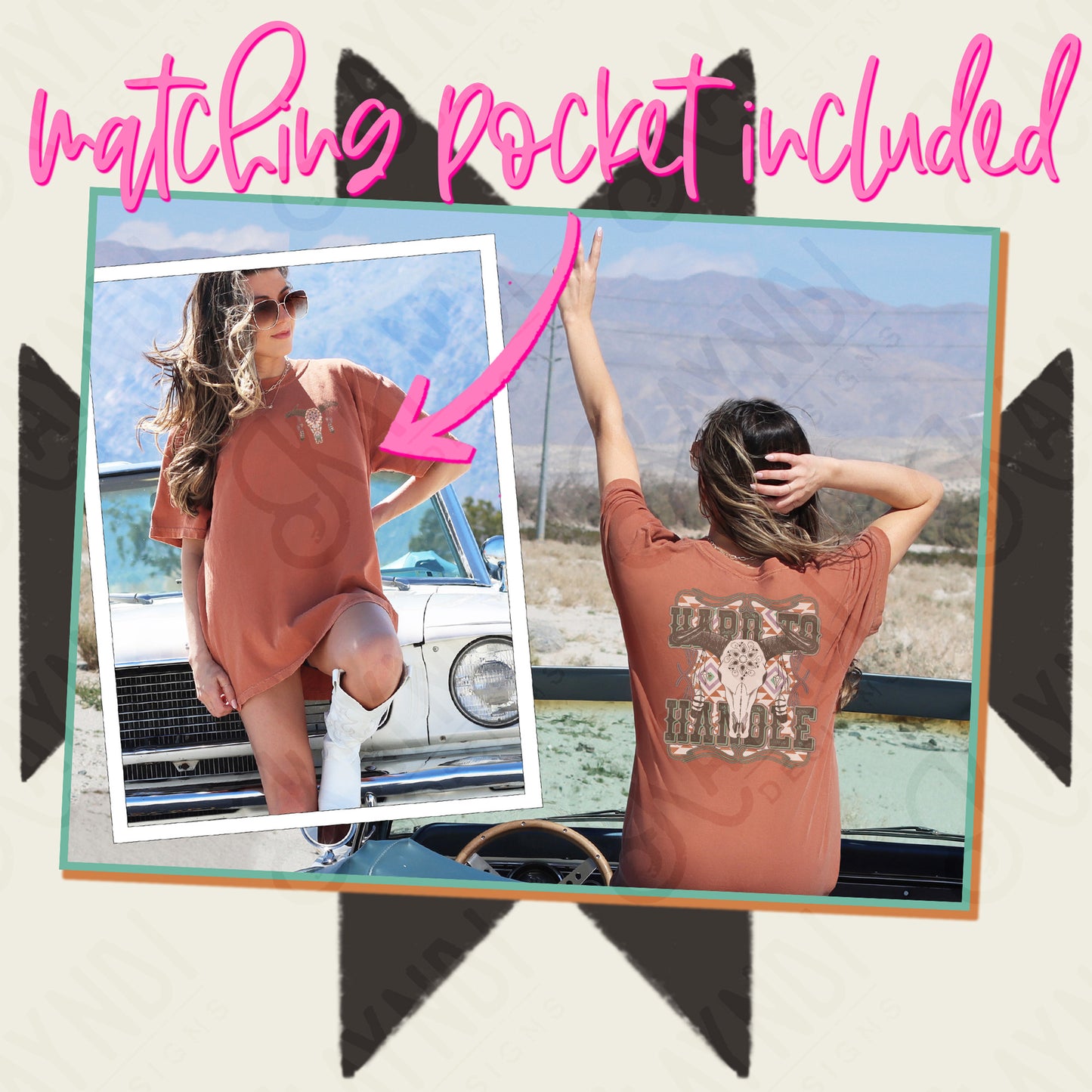 Hard to Handle Sublimation Design PNG Digital Download Printable Western Bull Skull