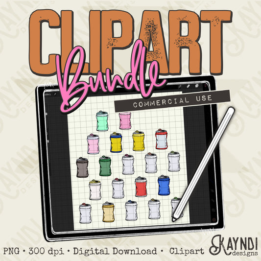 Cans Bundle Element PNG Digital Downloads Elements Commercial Use BBQ Drink