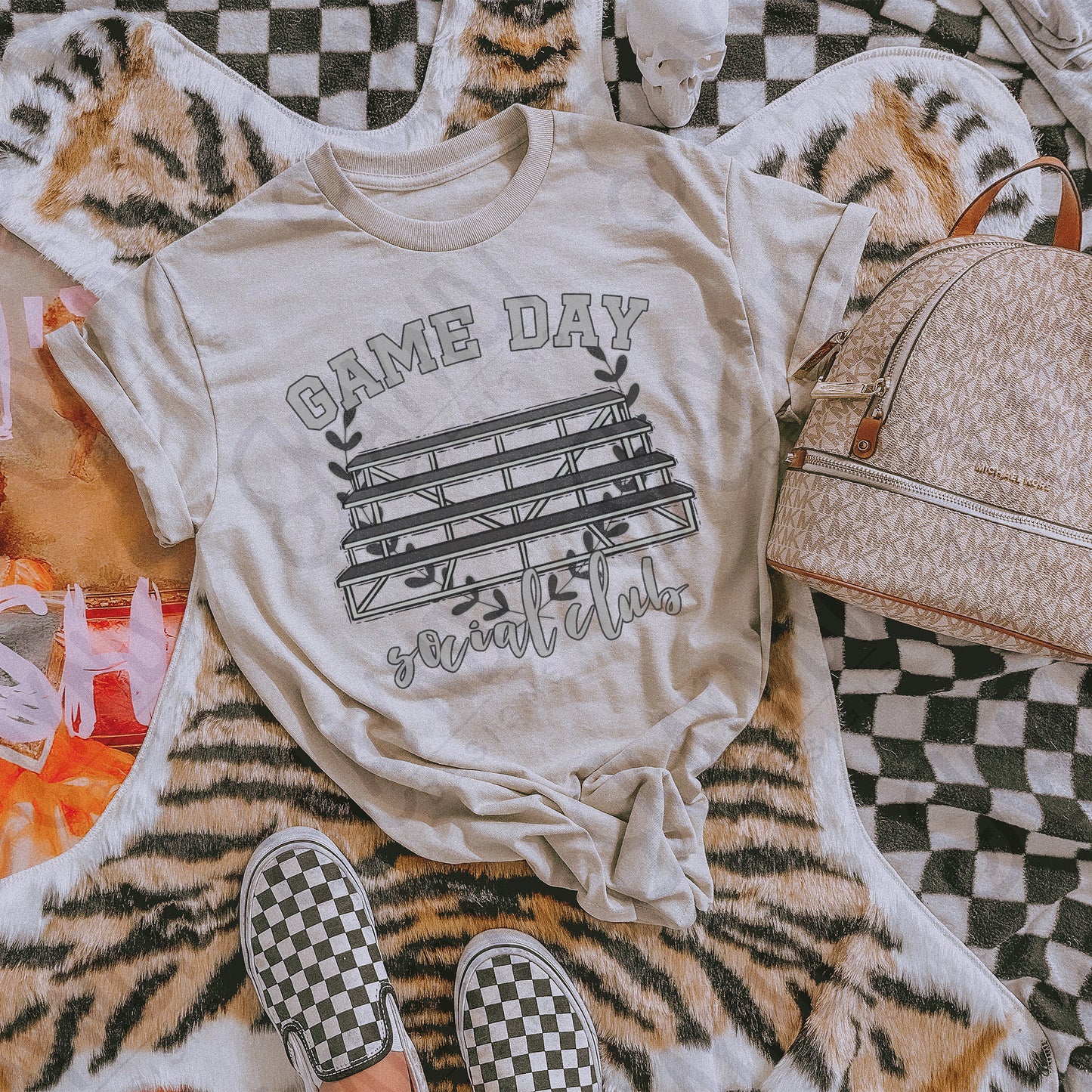 Game Day Social Club Blue Sublimation Design PNG Digital Download Printable Bleachers School Spirit