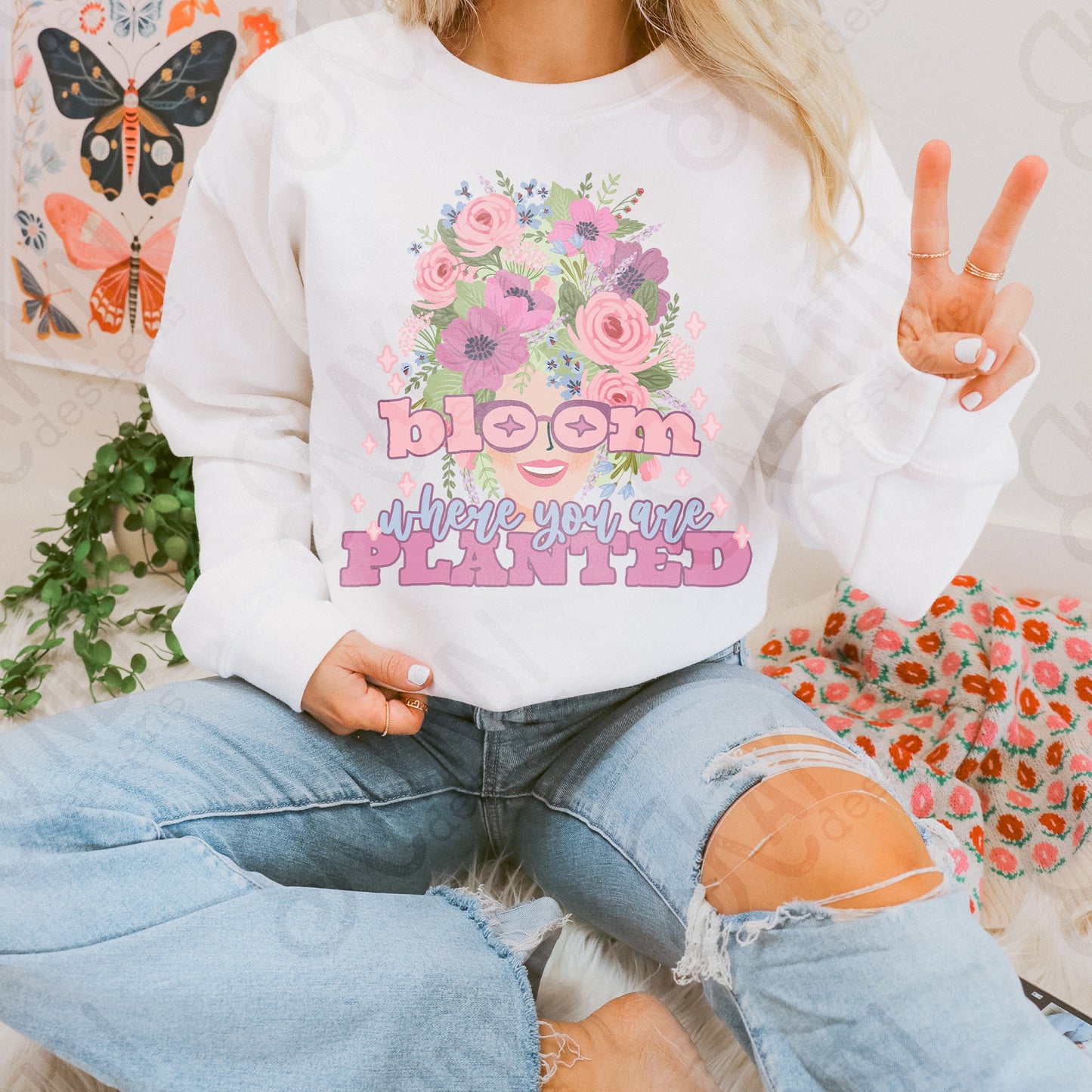 Bloom Where You are Planted Sublimation Design PNG Digital Download Printable Spring Flowers