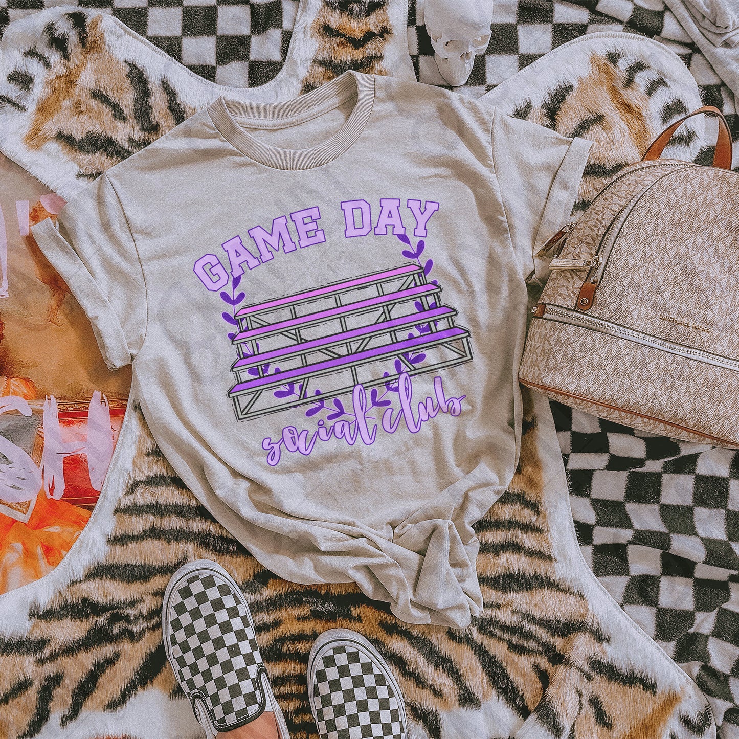 Game Day Social Purple Sublimation Design PNG Digital Download Printable Bleachers School Spirit