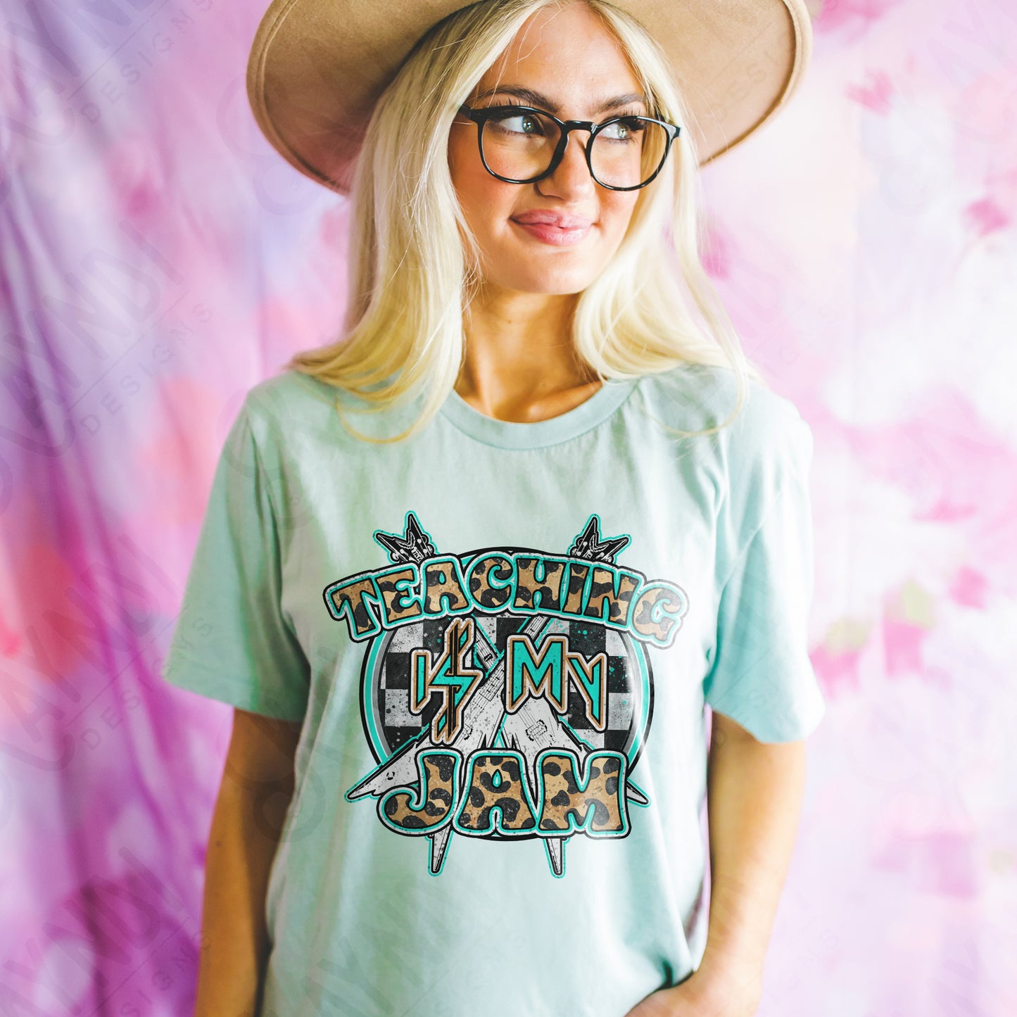 Teaching is my Jam Sublimation Design PNG Digital Download Printable School Rock Cheetah