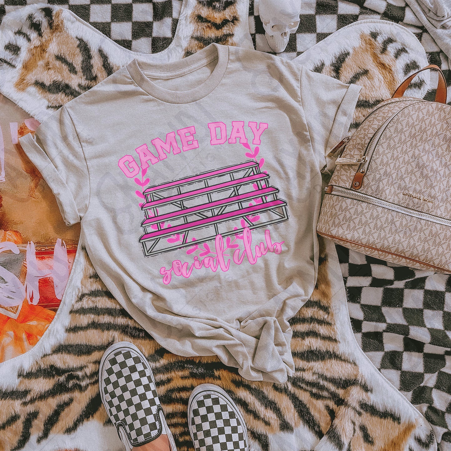 Game Day Social Pink Sublimation Design PNG Digital Download Printable Bleachers School Spirit