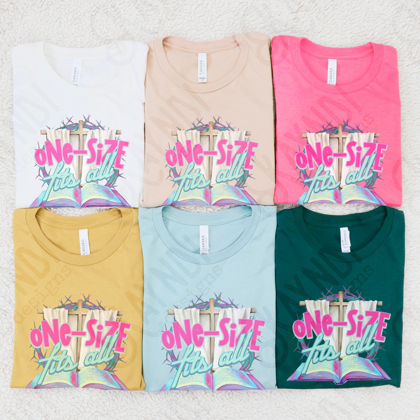 One Size Fits All Sublimation Design PNG Digital Download Printable Faith Cross Bible Pink