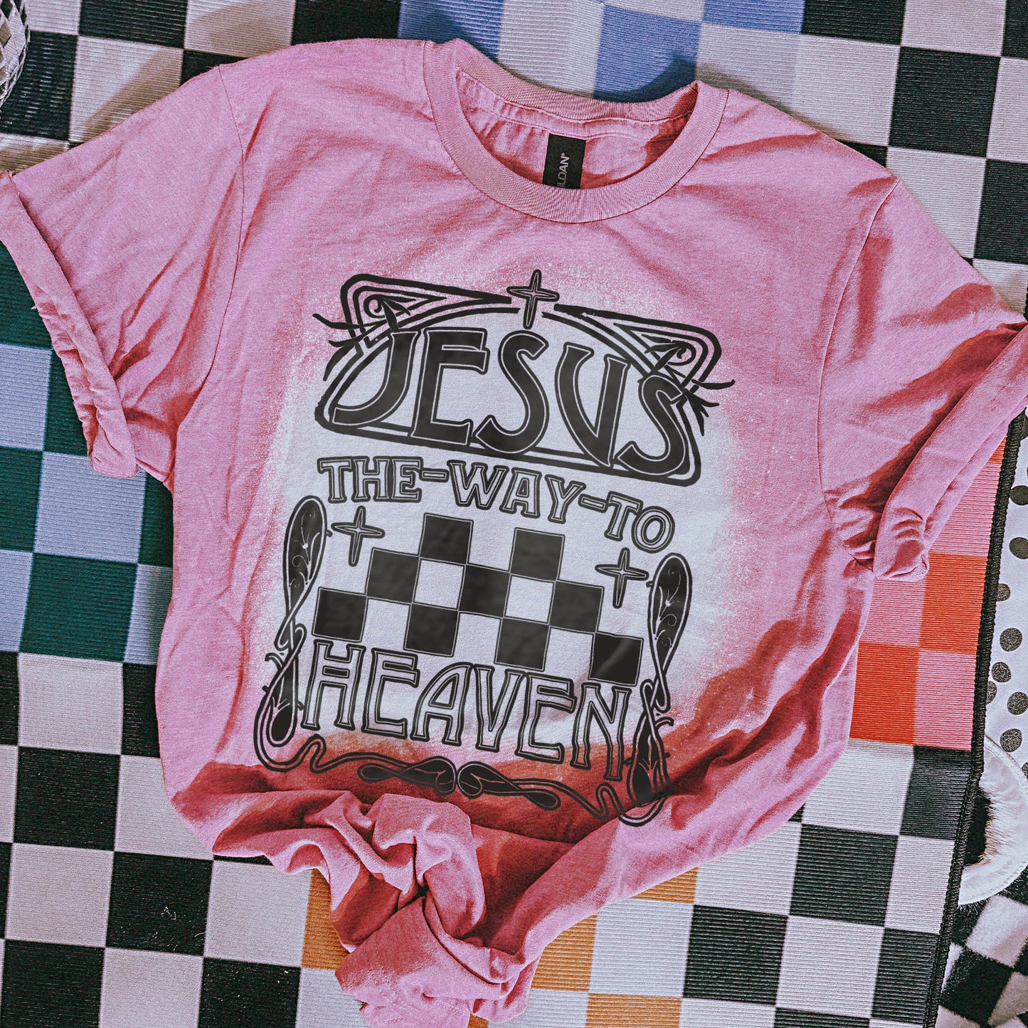 The Way To Heaven Single Color Sublimation Design PNG Digital Download Printable Faith Checkered Jesus