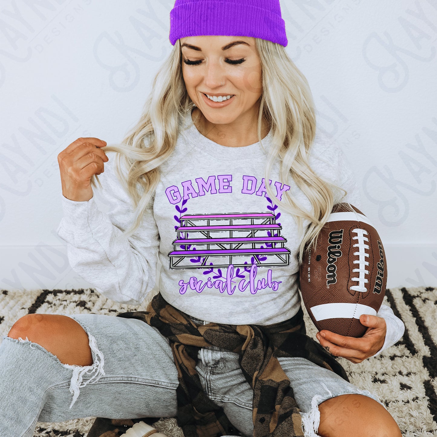 Game Day Social Purple Sublimation Design PNG Digital Download Printable Bleachers School Spirit