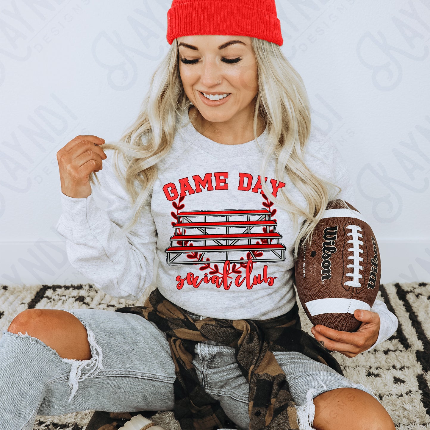 Game Day Social Red Sublimation Design PNG Digital Download Printable Bleachers School Spirit