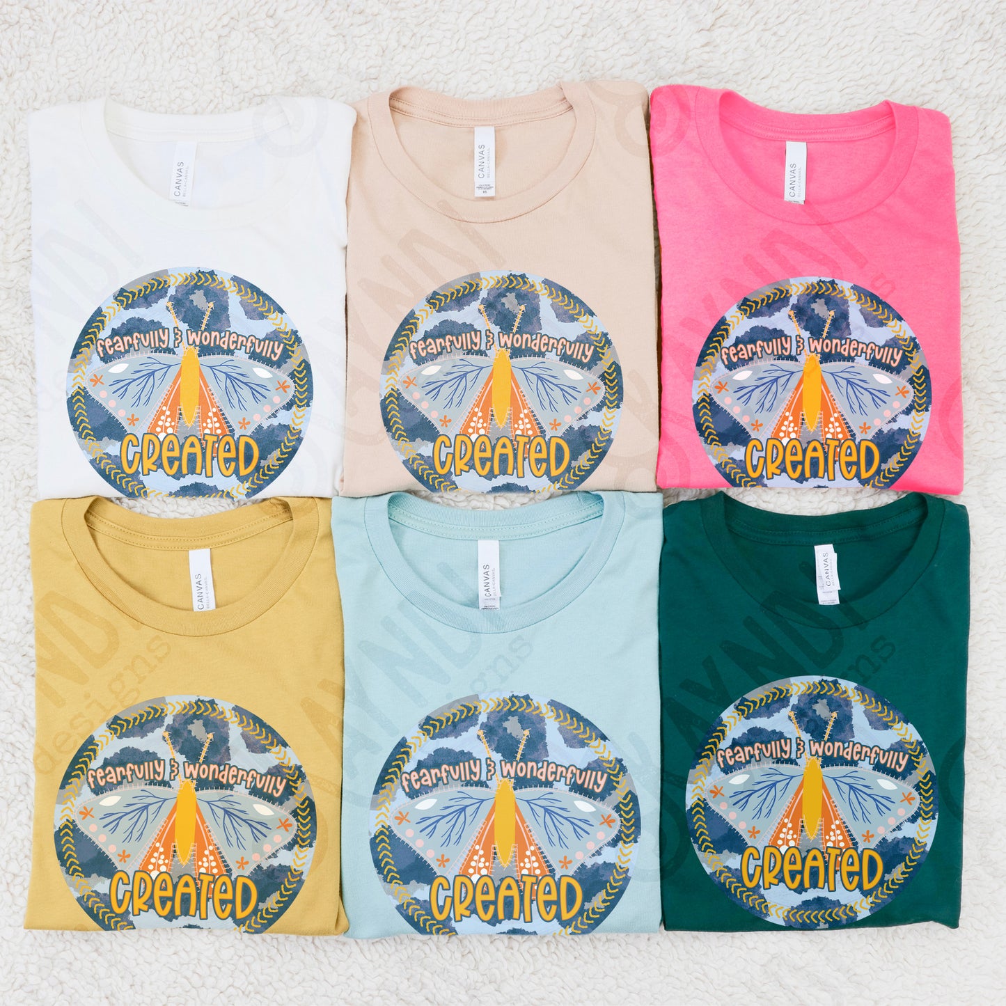 Fearfully and Wonderfully Created Sublimation Design PNG Digital Download Printable Faith Moth