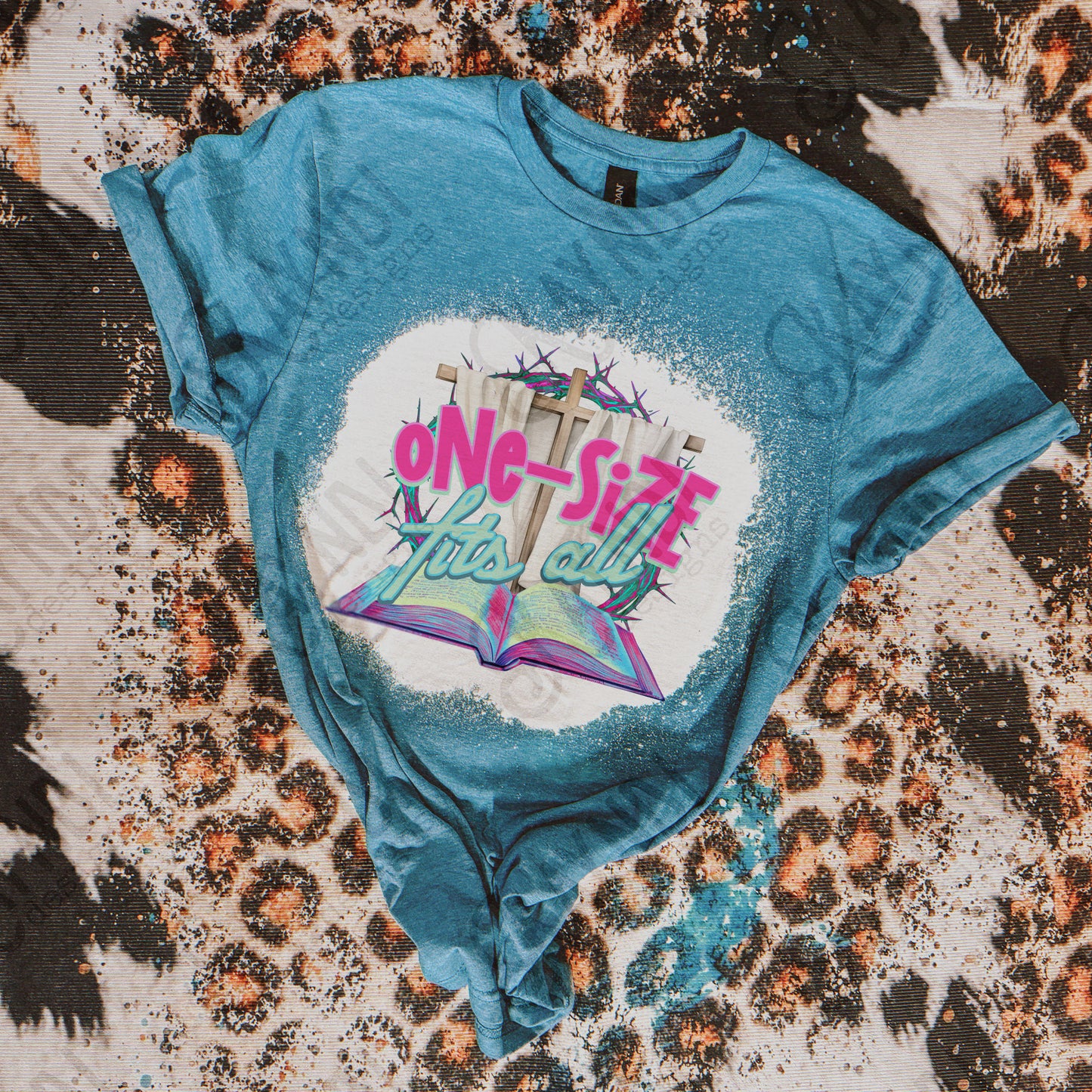 One Size Fits All Sublimation Design PNG Digital Download Printable Faith Cross Bible Pink