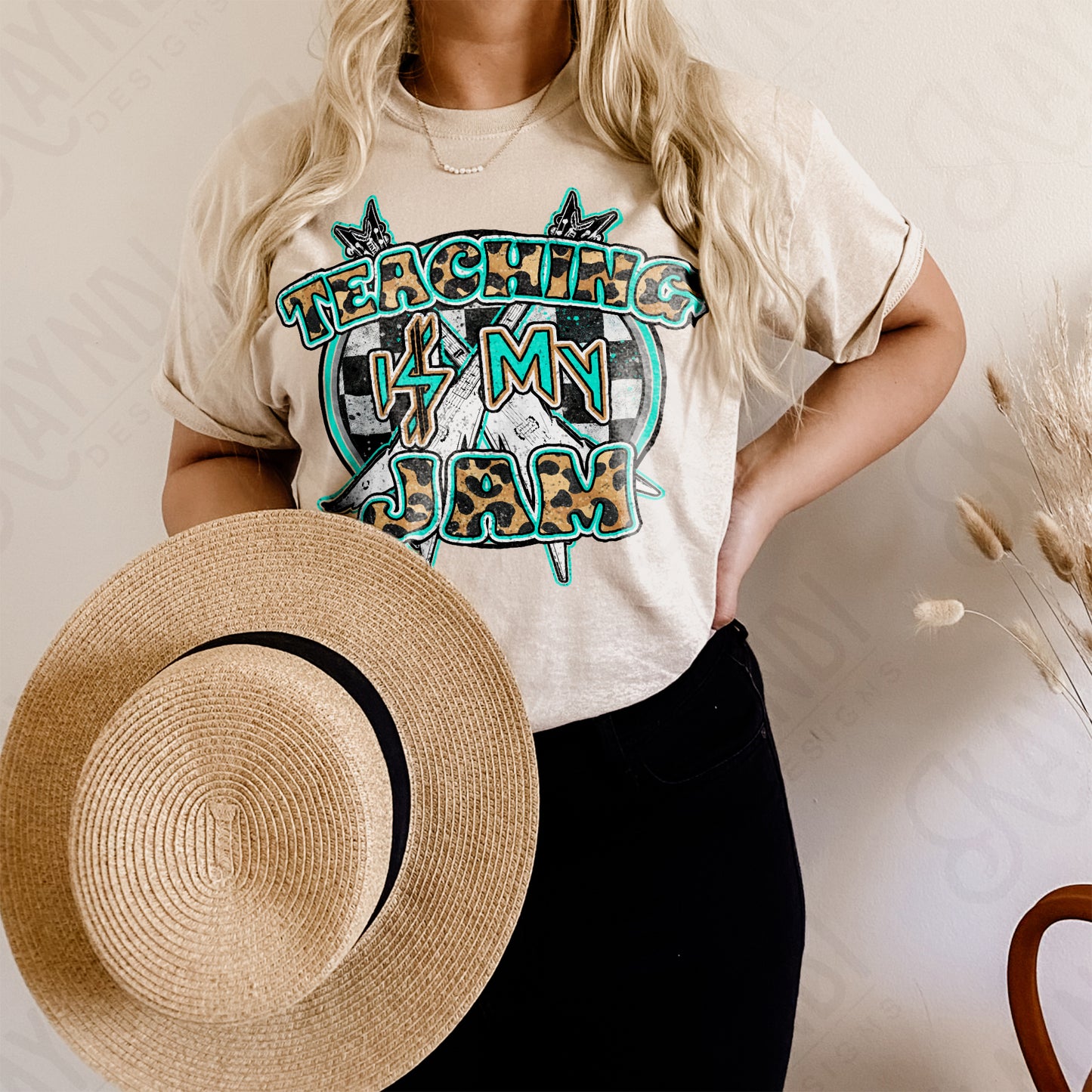 Teaching is my Jam Sublimation Design PNG Digital Download Printable School Rock Cheetah