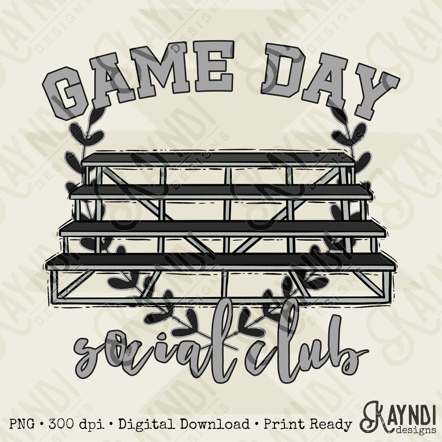 Game Day Social Club Blue Sublimation Design PNG Digital Download Printable Bleachers School Spirit