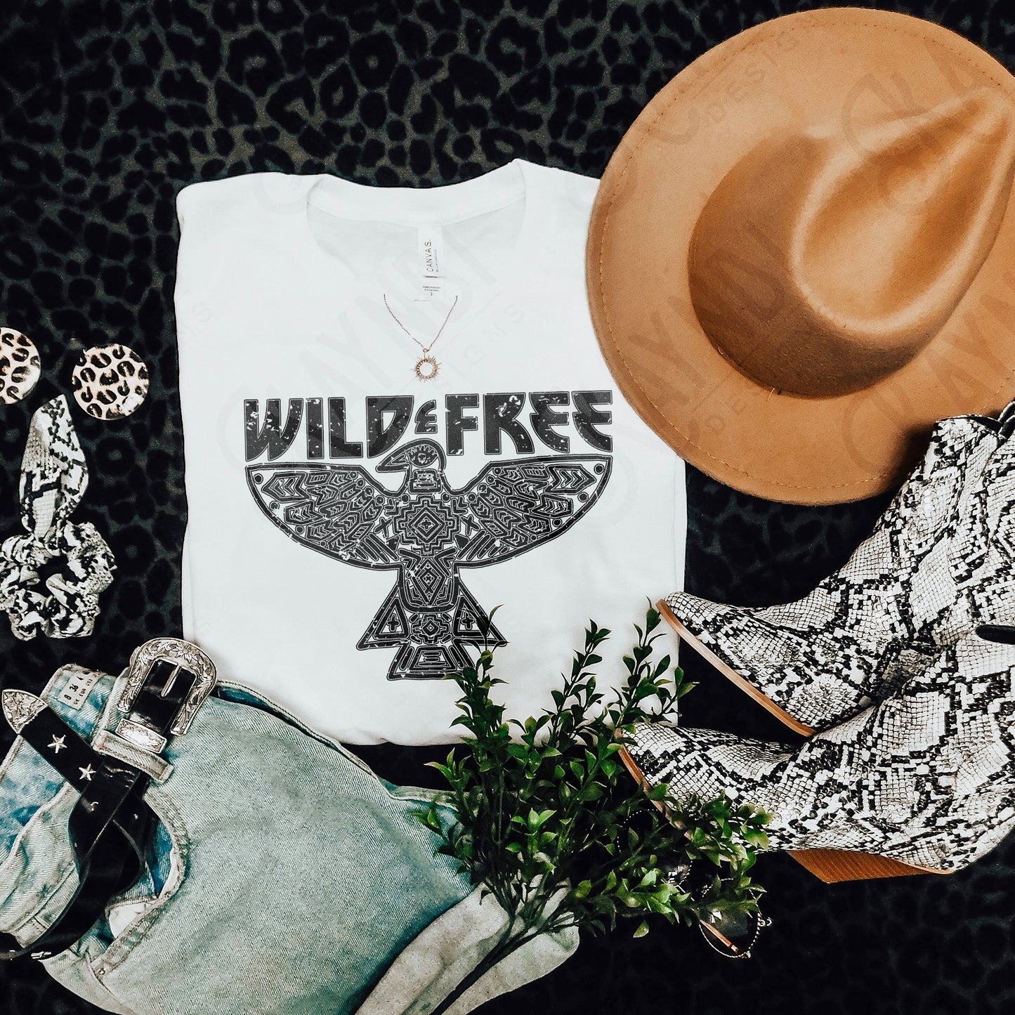 Wild Free Single Color Sublimation Design PNG Digital Download Printable Western Freebird Aztec Distressed