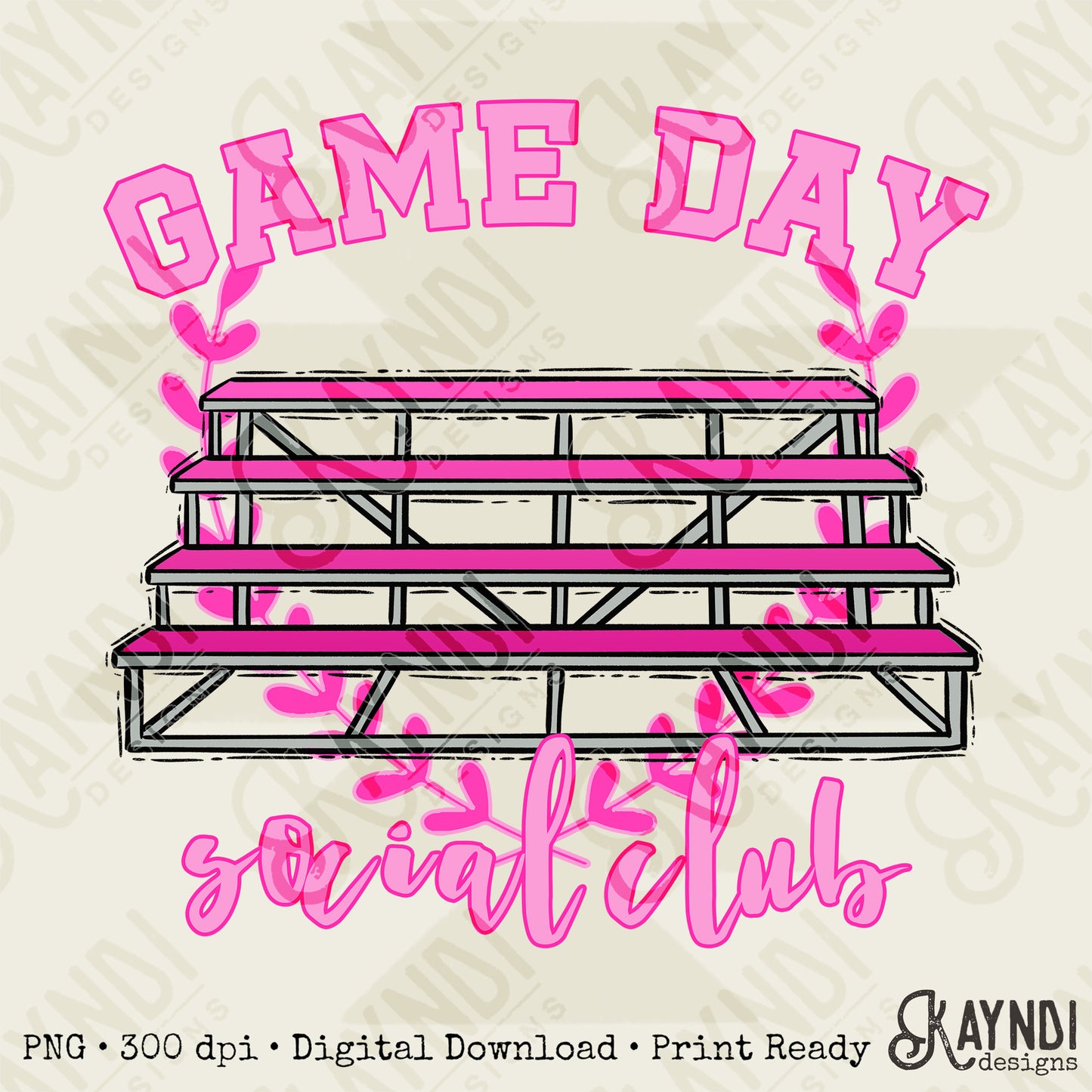 Game Day Social Pink Sublimation Design PNG Digital Download Printable Bleachers School Spirit