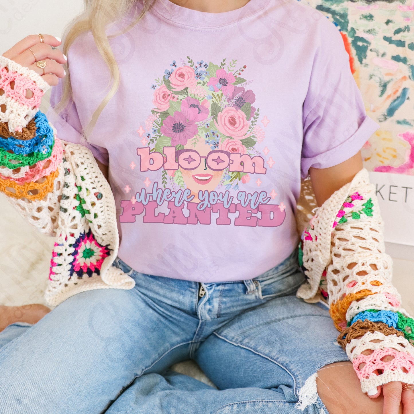 Bloom Where You are Planted Sublimation Design PNG Digital Download Printable Spring Flowers