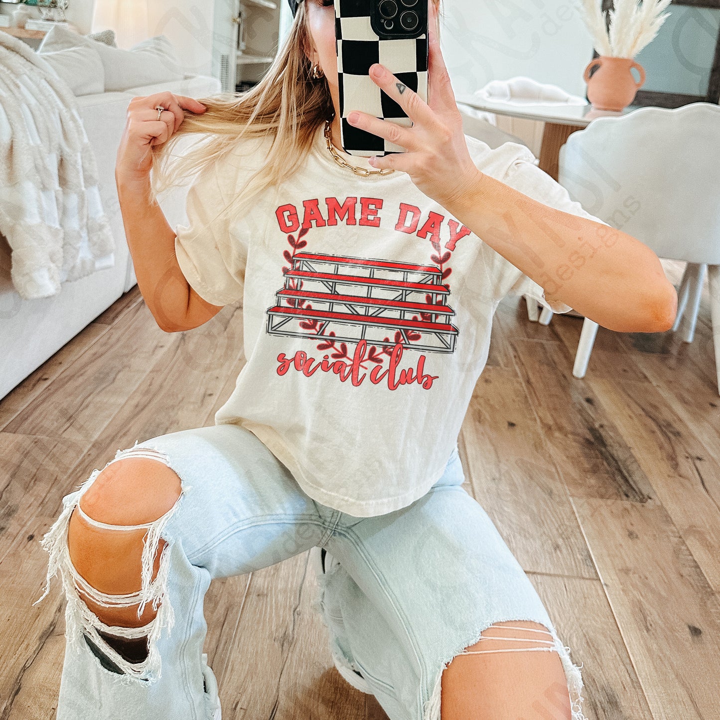 Game Day Social Red Sublimation Design PNG Digital Download Printable Bleachers School Spirit