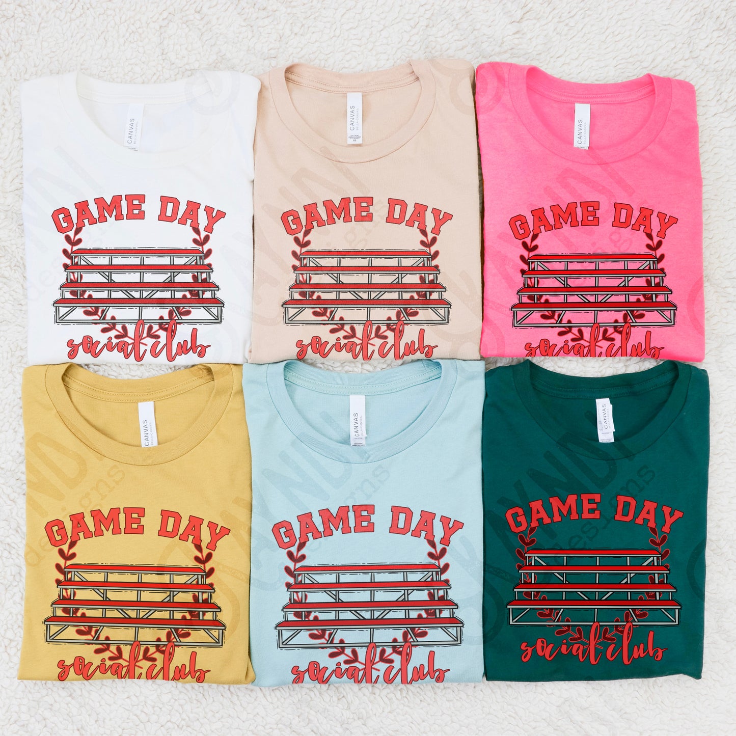 Game Day Social Red Sublimation Design PNG Digital Download Printable Bleachers School Spirit