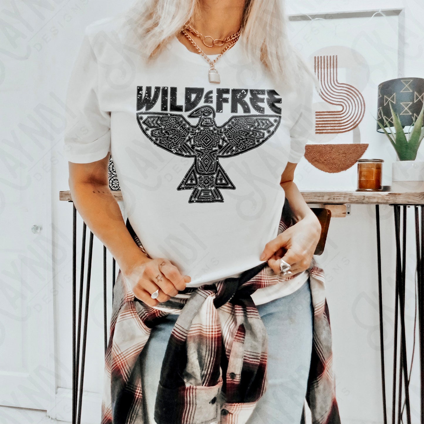 Wild Free Single Color Sublimation Design PNG Digital Download Printable Western Freebird Aztec Distressed