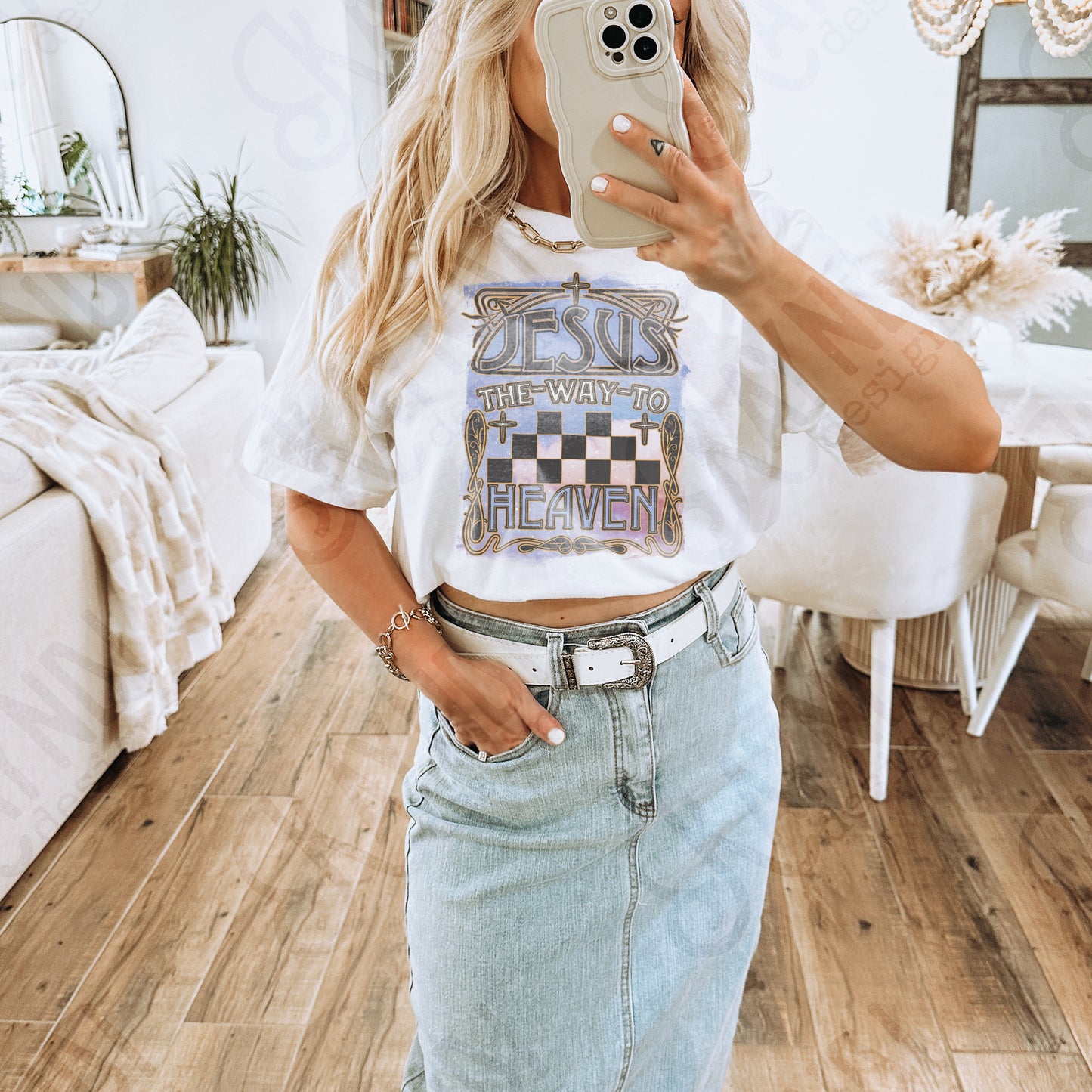 The Way To Heaven Sublimation Design PNG Digital Download Printable Faith Checkered Jesus