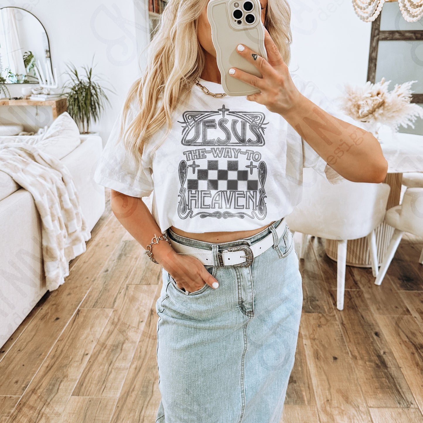 The Way To Heaven Single Color Sublimation Design PNG Digital Download Printable Faith Checkered Jesus