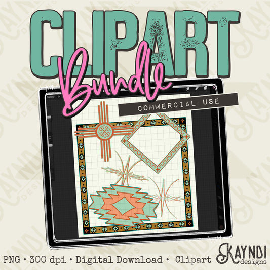 Hand Drawn Western Elements Clipart Element PNG Digital Downloads Elements Rustic