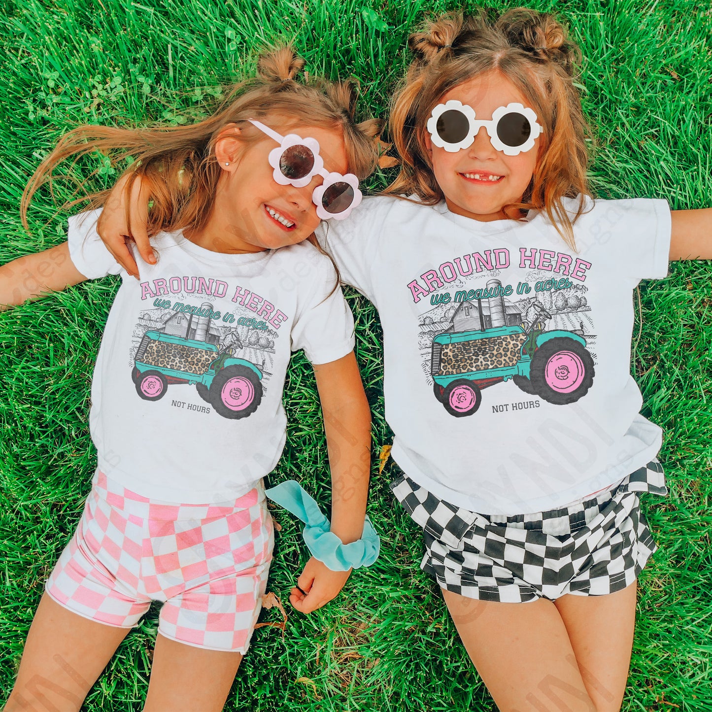 Around Here We Measure in Acres Pink Sublimation Design PNG Digital Download Printable Farm Tractor Cheetah